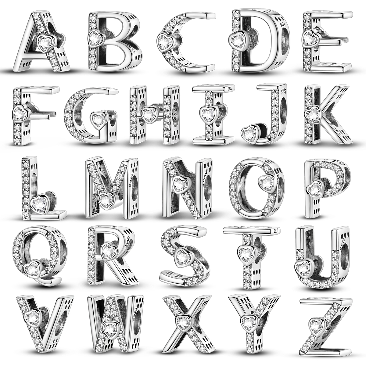 thumbnail video image 2 of MULA Letter A-Z Charms for Bracelets 925 Sterling Silver Love Heart Bead Charm Alphabet Initial&nbsp;Dangle Pendants Jewelry Gift for Women, 2 of 7