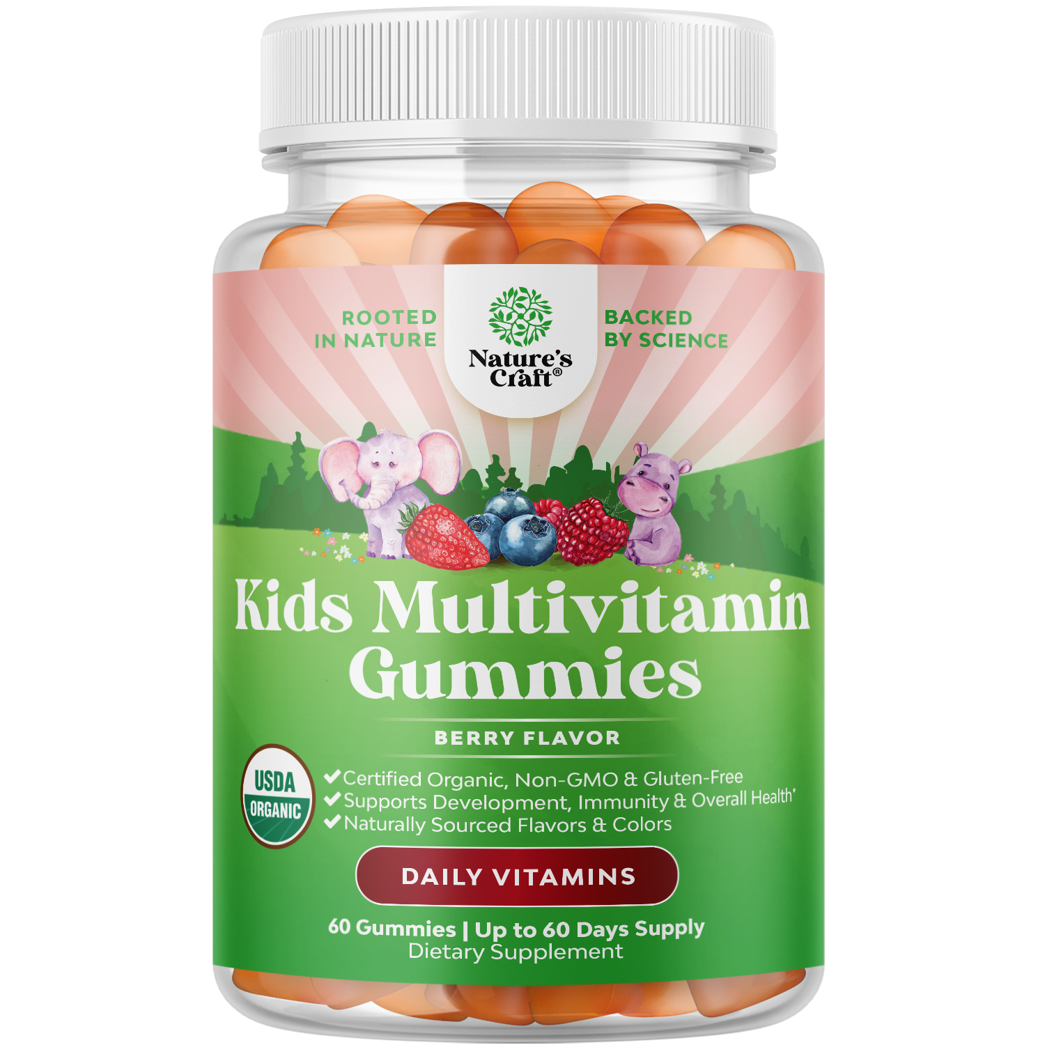 thumbnail video image 2 of Natures Craft Organic Kids Multivitamin Gummies for Immune Support, Berry Flavor, 60 Gummies, 2 of 10