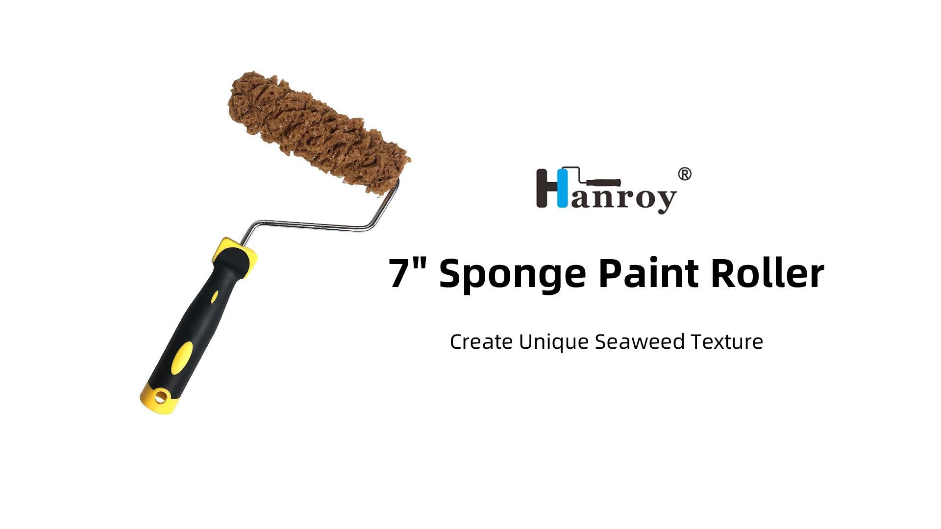 thumbnail video image 2 of Hanroy 6" Seaweed Texture Sponge Paint Roller - Create Unique Wall Patterns, Hide Flaws, Easy DIY Tool for Walls & Furniture (RM488K), 2 of 6