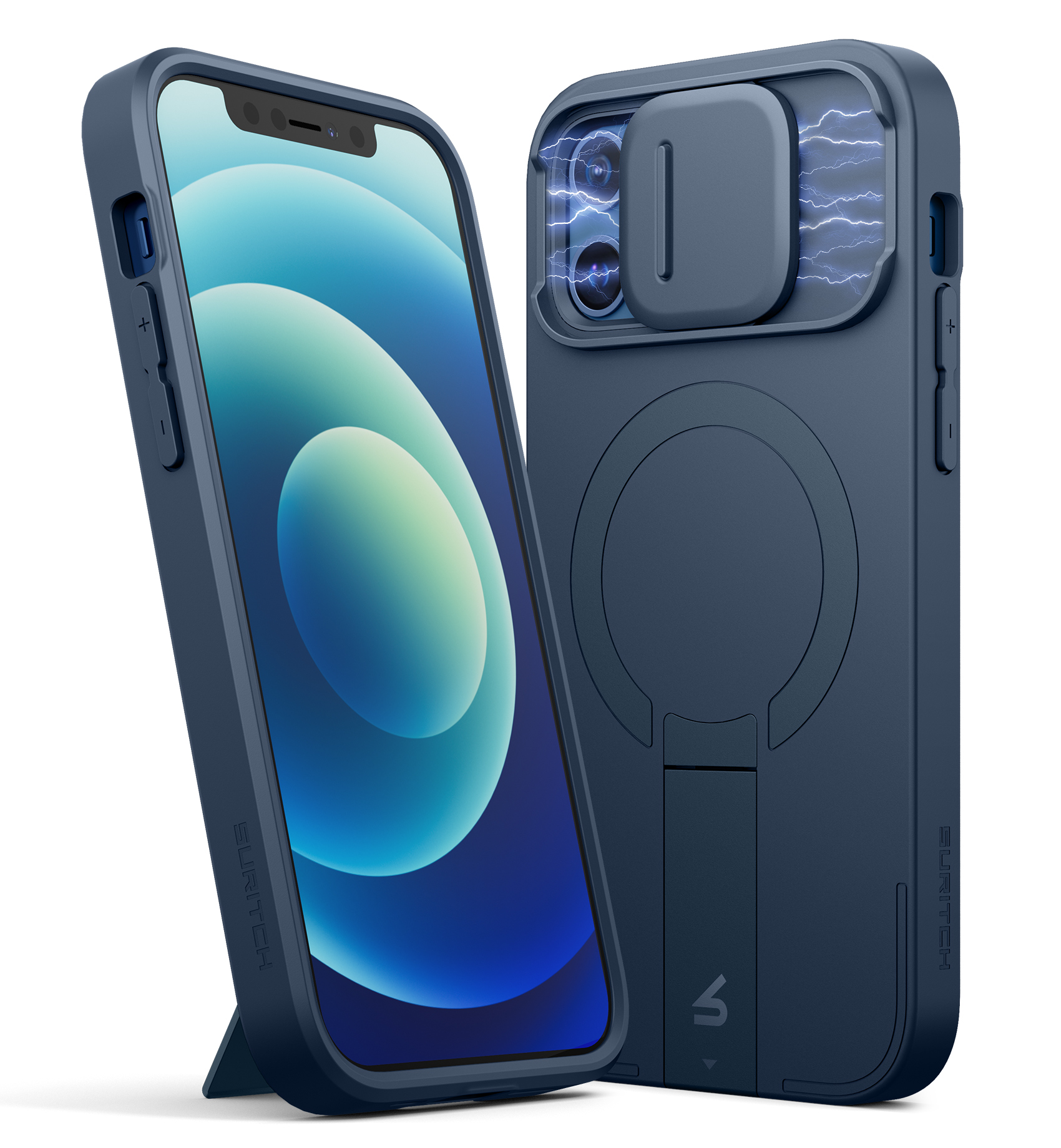 thumbnail video image 2 of Suritch for iPhone 13 Pro Case with Slide Camera Cover and Adjustable Kickstand, Compatible with MagSafe, Shockproof Bumper Case Slim Protective Cover for Phone 13 Pro, 2 of 8