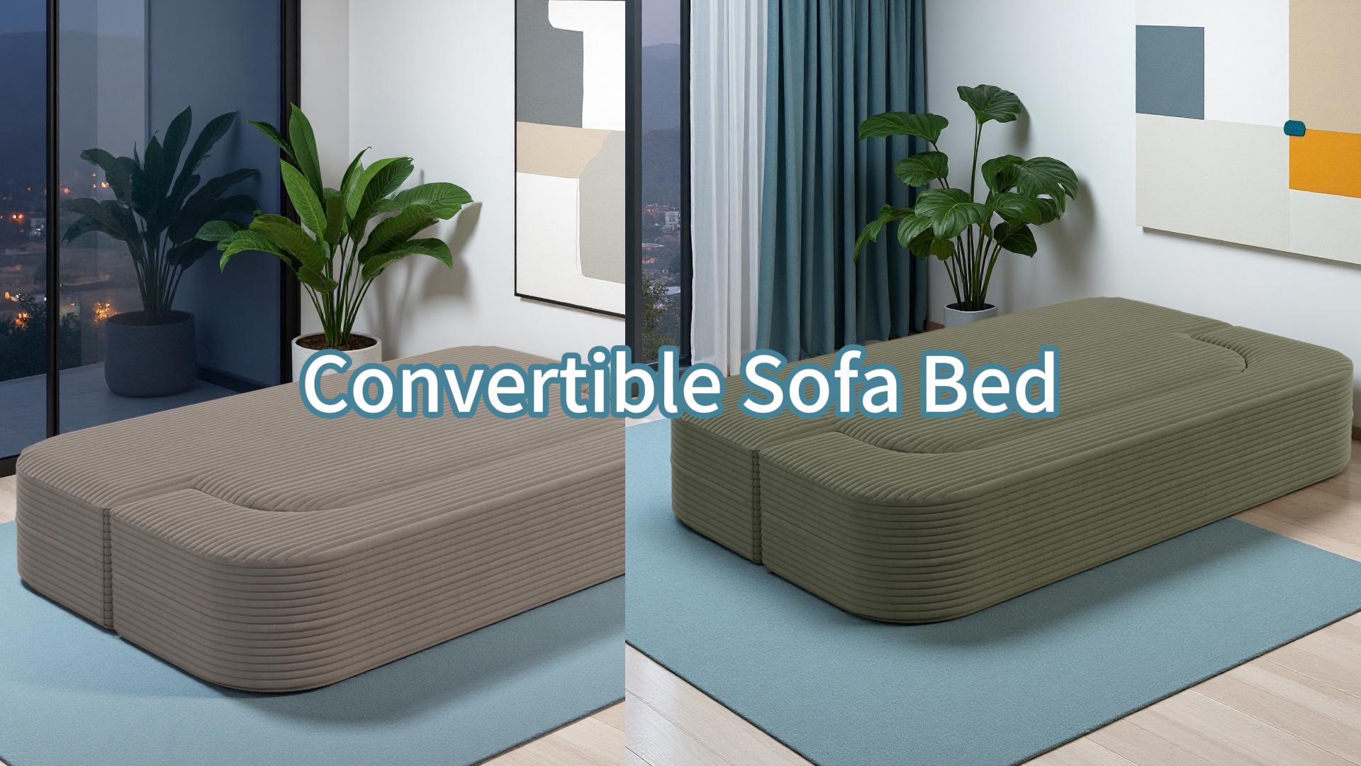 thumbnail video image 2 of Modern Space-Saving 2-in-1 Convertible Sofa Bed with Multifunctional Blanket Loveseat Sofa Couch Folding Chair Bed, Dark Grey, 2 of 9
