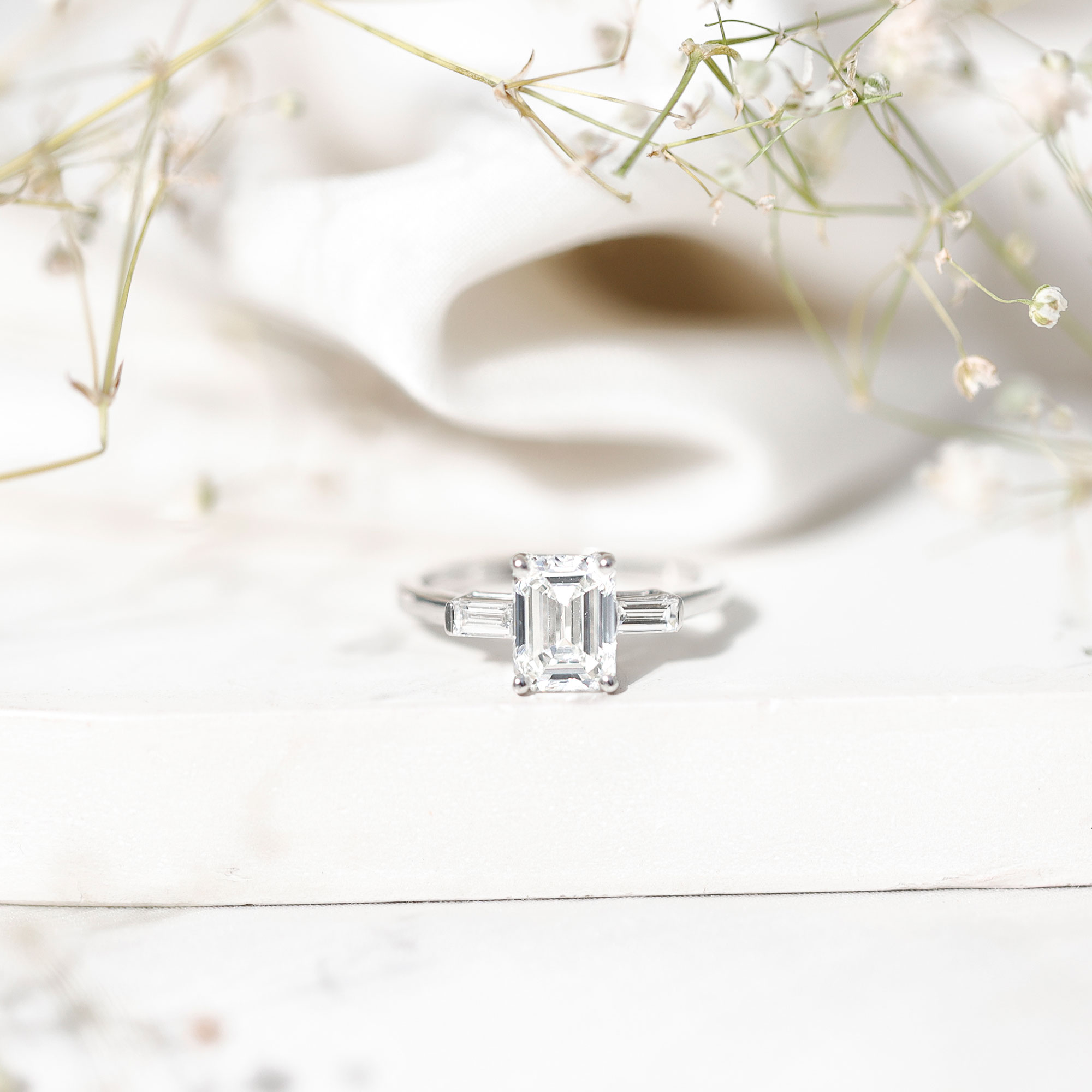 thumbnail video image 2 of Rosec Jewels Certified Lab Grown Diamond Emerald Cut Engagement Ring - 1.8 Carat - EF-VS Quality - with Jewelry Box, 925 Sterling Silver, US 4.00, 2 of 8