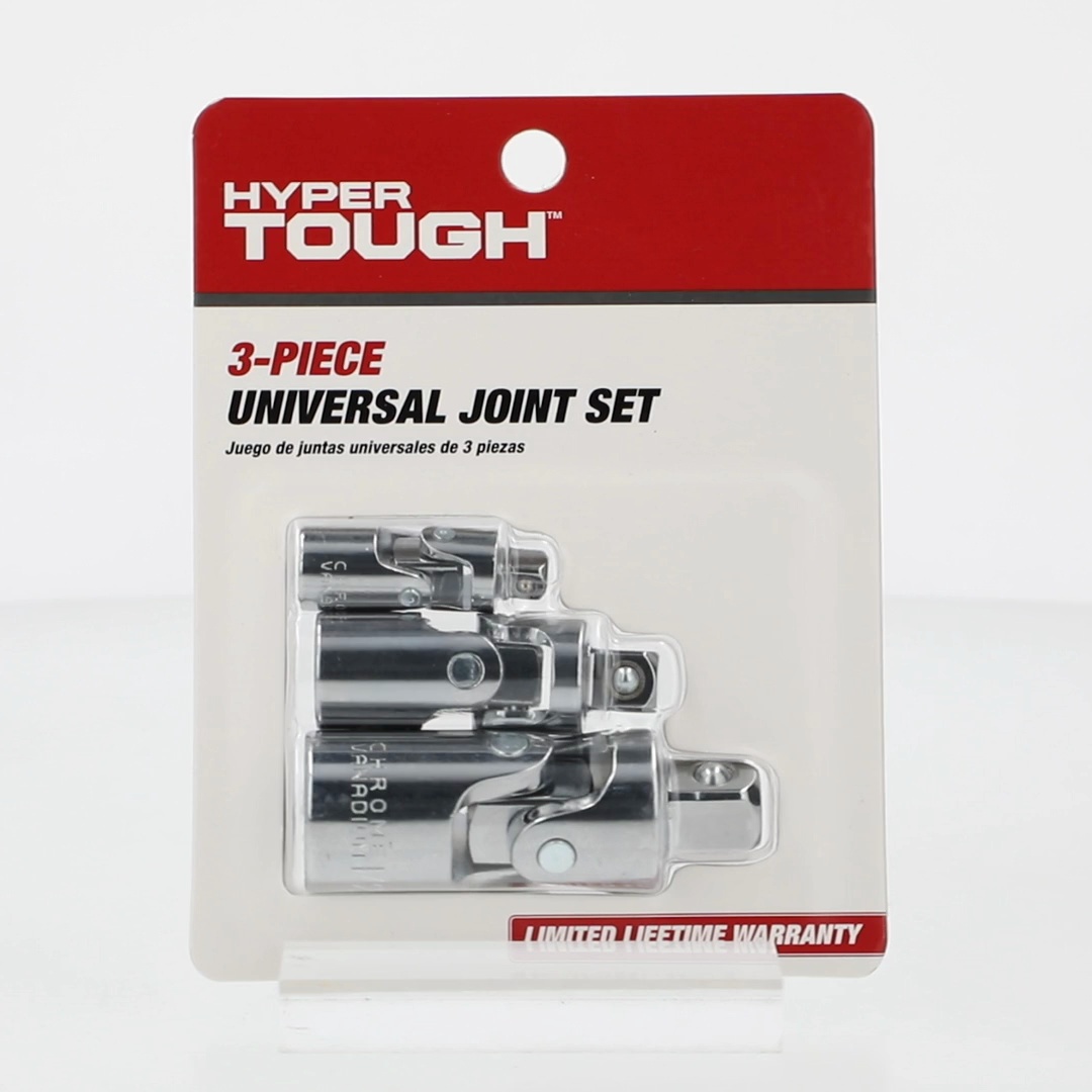 Hyper Tough Universal Joint Socket Set 3 Piece 1/4, 3/8, 1/2 Inch