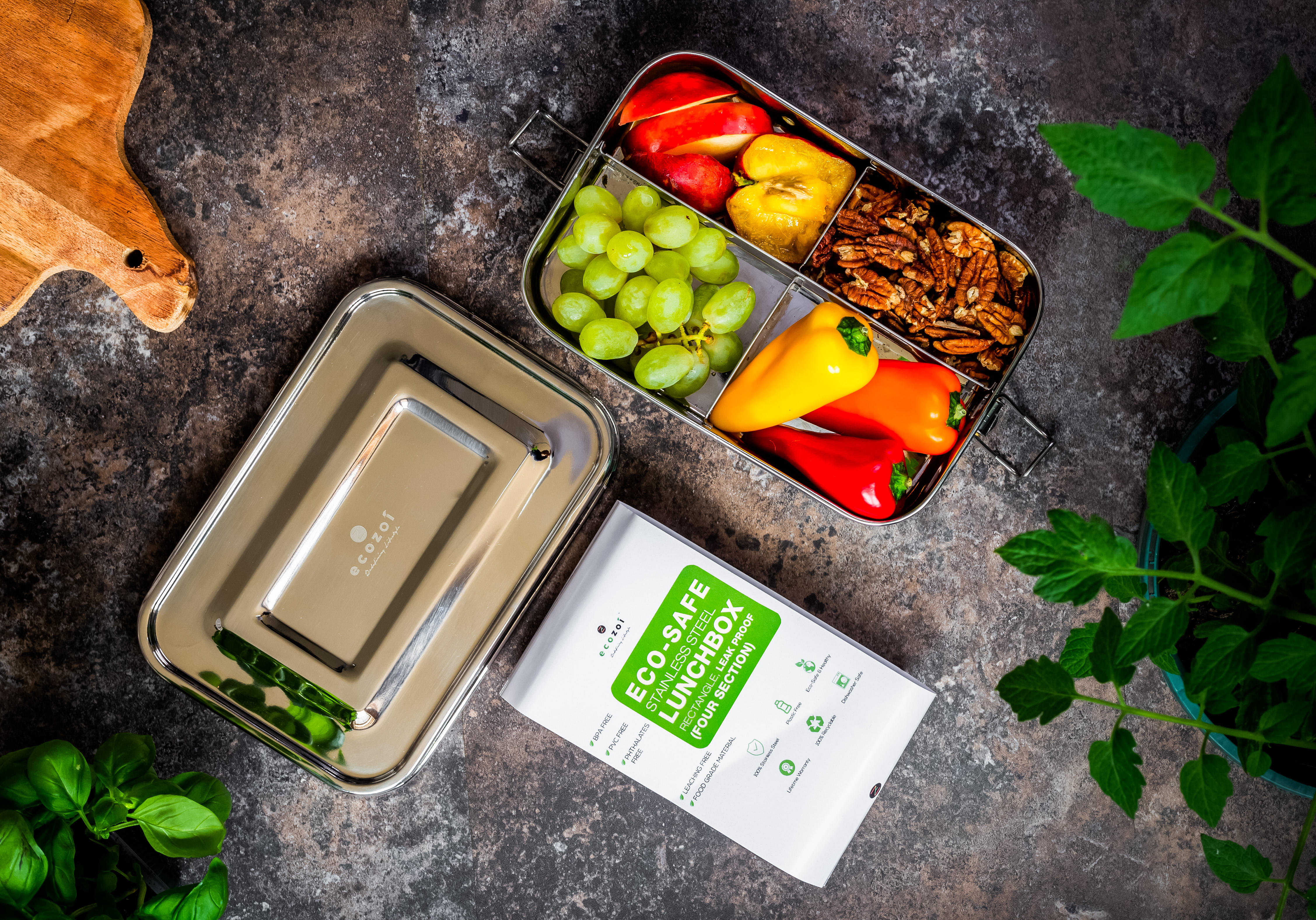 thumbnail video image 2 of Stainless Steel Lunch Box, 4 Compartment Leak Proof, 50 Oz, 2 of 5