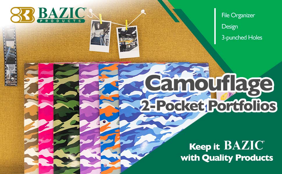 thumbnail video image 2 of BAZIC 2 Pockets Paper Folder, Camouflage Portfolio, Document Folders, 48-Pack, 2 of 8