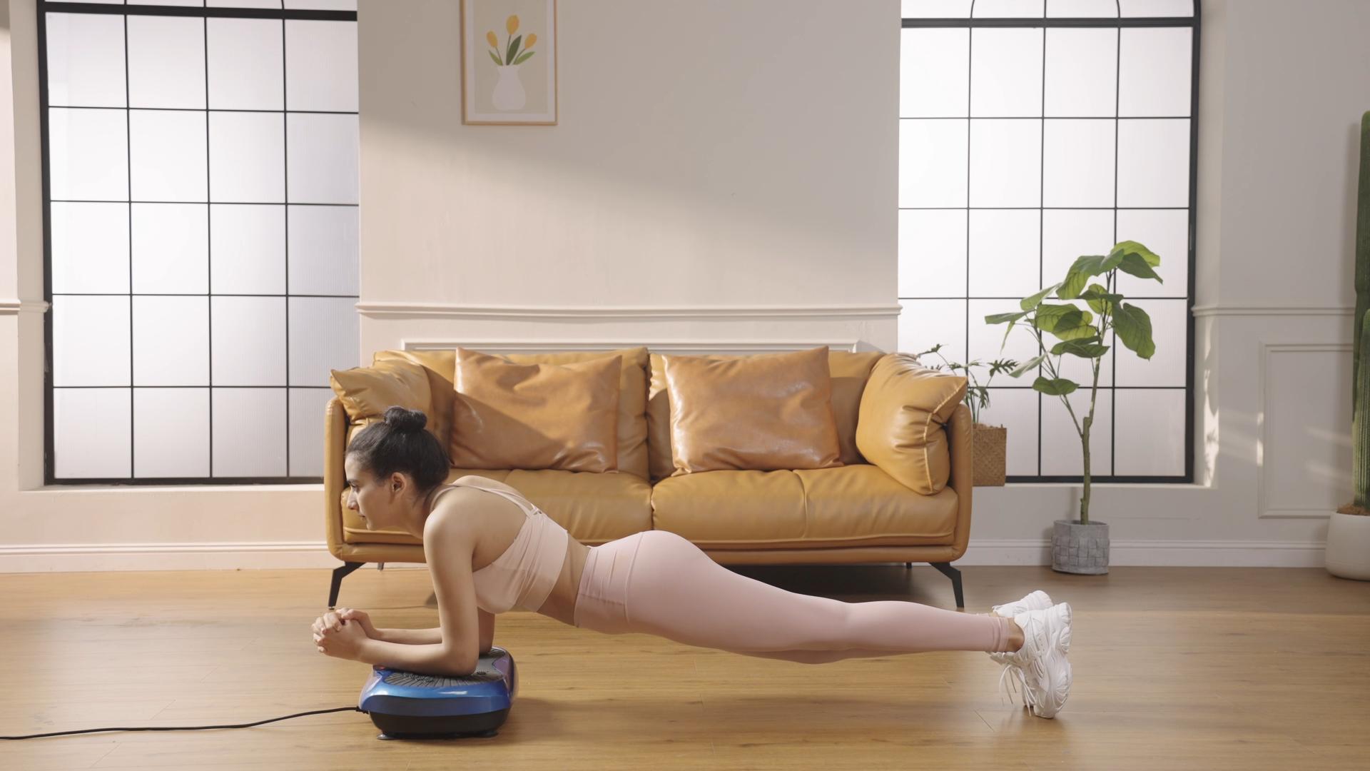 thumbnail video image 2 of BILLIE Vibration Plate Exercise Machine, Lymphatic Drainage Vibrating Platform w/ Resistance Bands & Pilates Ball, Full Body Workout Vibration Platform for Home Fitness, 2 of 8