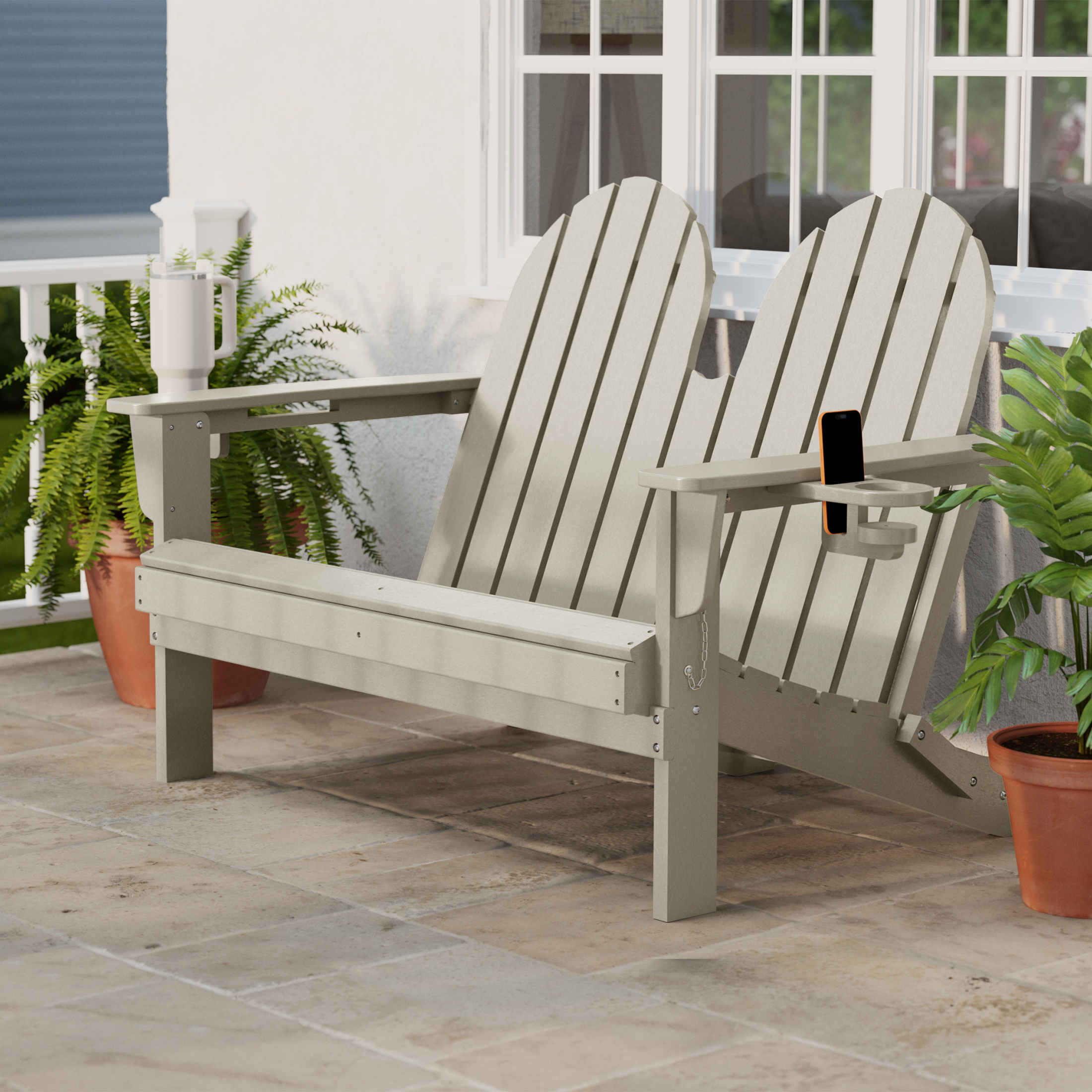 thumbnail video image 2 of WestinTrends St. Augustine Outdoor Patio 49" HDPE Folding Adirondack Garden Bench, Black, 2 of 16
