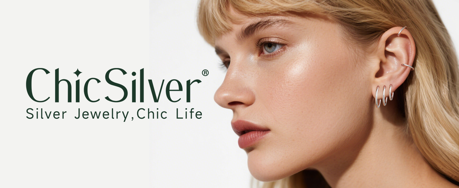 thumbnail video image 2 of ChicSilver Huggie Earrings for Women 10MM White Gold Plated Hoop Earrings for Women Hypoallergenic Earrings, 2 of 9