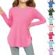 thumbnail video image 2 of Girls Shirts Size 9-10 Girls Shirt Girls Long Sleeve Shirts Kids Arc Hem Side Slit Soft Tunic Tops T Shirts 1410, 2 of 7
