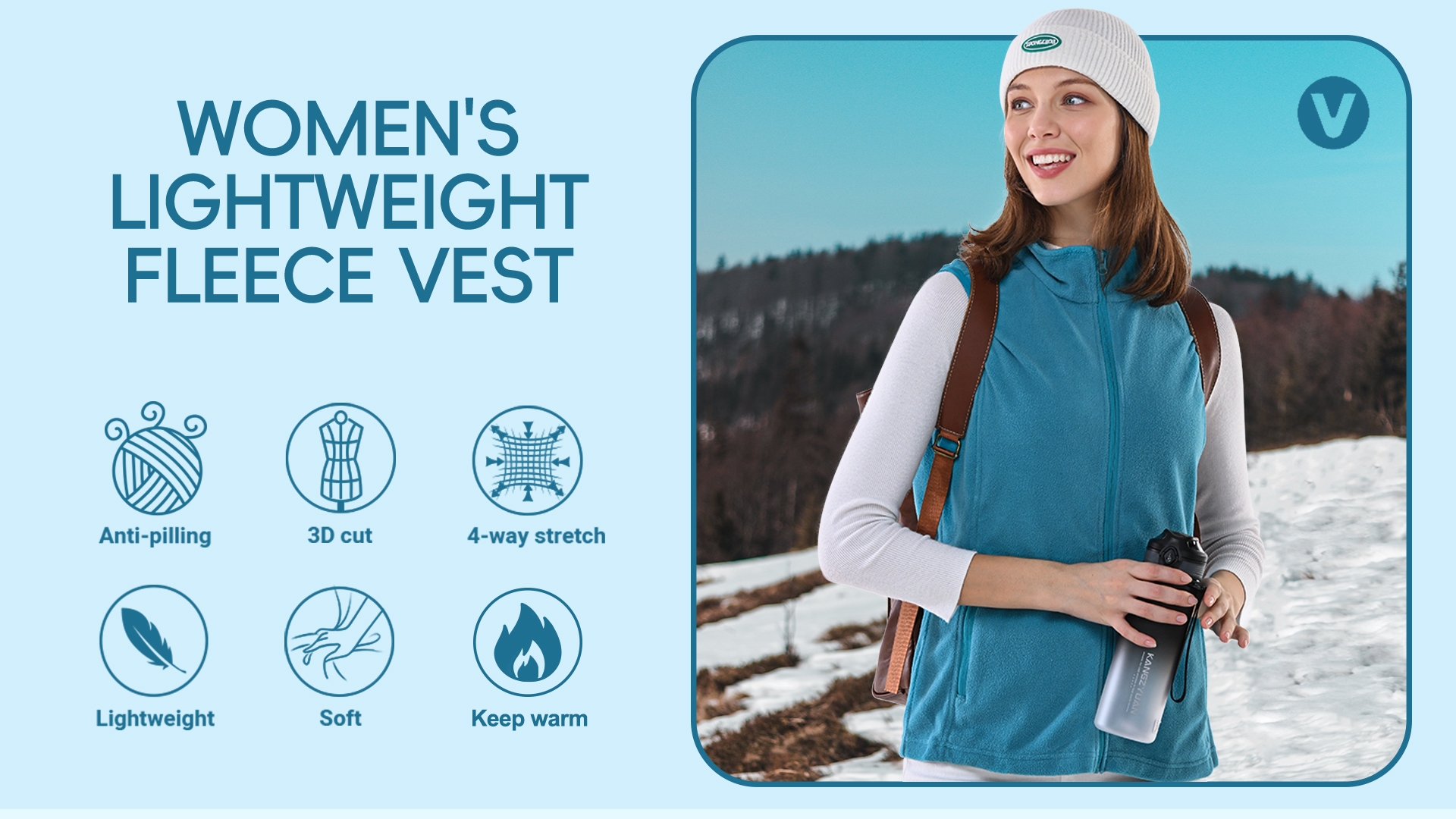 thumbnail video image 2 of Off Road Ventures Womens Fleece Lined Vests Outerwear Lightweight Sleeveless Running Vest With Zipper Pockets, 2 of 8