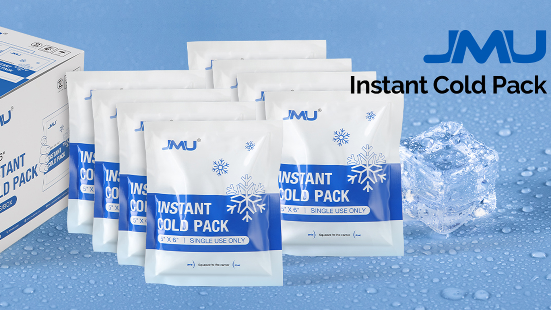 thumbnail video image 2 of JMU Disposable Instant Cold Pack, 5" x 6" Ice Pack, 8Pcs/Box, 2 of 7
