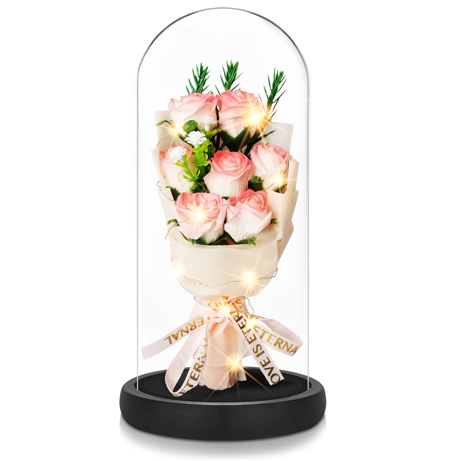 thumbnail video image 2 of Lockways Gifts for Women,Rose in Glass Dome With LED Light,Flowers Fresh Bouquets for Her,Preserved Rose,Anniversary,Birthdays, 2 of 8