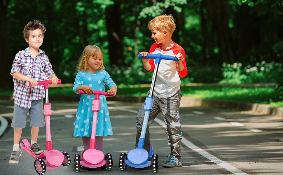 thumbnail video image 2 of Kidscoter 2-in-1 Adjustable Kick Scooter w/ Seat, LED Wheels, Ages 3-12, Pink, 2 of 10