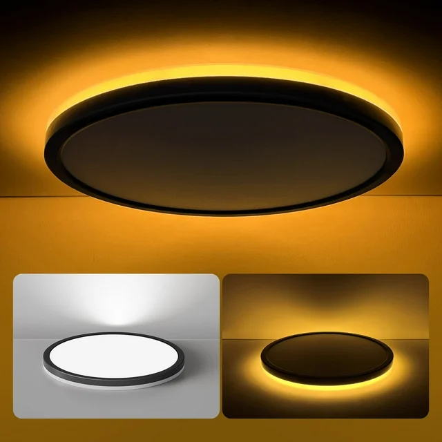 thumbnail video image 2 of Matane 12'' LED Flush Mount Ceiling Light Fixture with Night Light,24W 2400LM 3000K/4000K/5000K,Dimmable Ceiling Lamp Surface Mount Round Lighting Fixture for Bedroom, Dining Room, Kitchen,Black,2PCS, 2 of 9