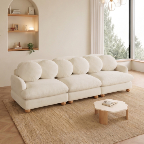 thumbnail video image 2 of Newest 68" Chenille 2-Seater Loveseat Sofa, Deep Seat Couch with 4 Throw Pillows & Solid Wood Frame for Living Room, Pink, 2 of 14