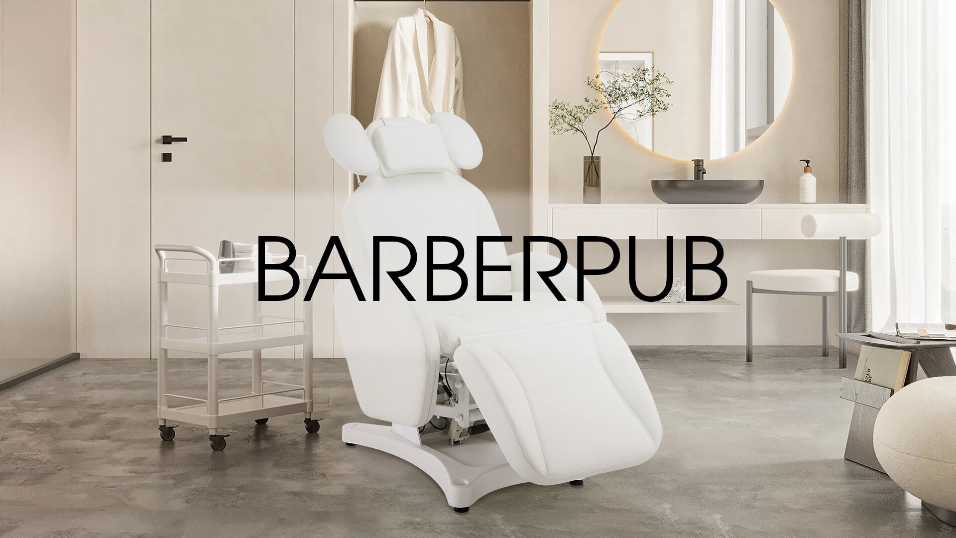 thumbnail video image 2 of BarberPub Electric Reclining Esthetician Facial Beauty Bed, Ergonomic Facial Massage Table Chair with Adjustable Angle, PU Leather 330lbs Capacity(White), 2 of 11