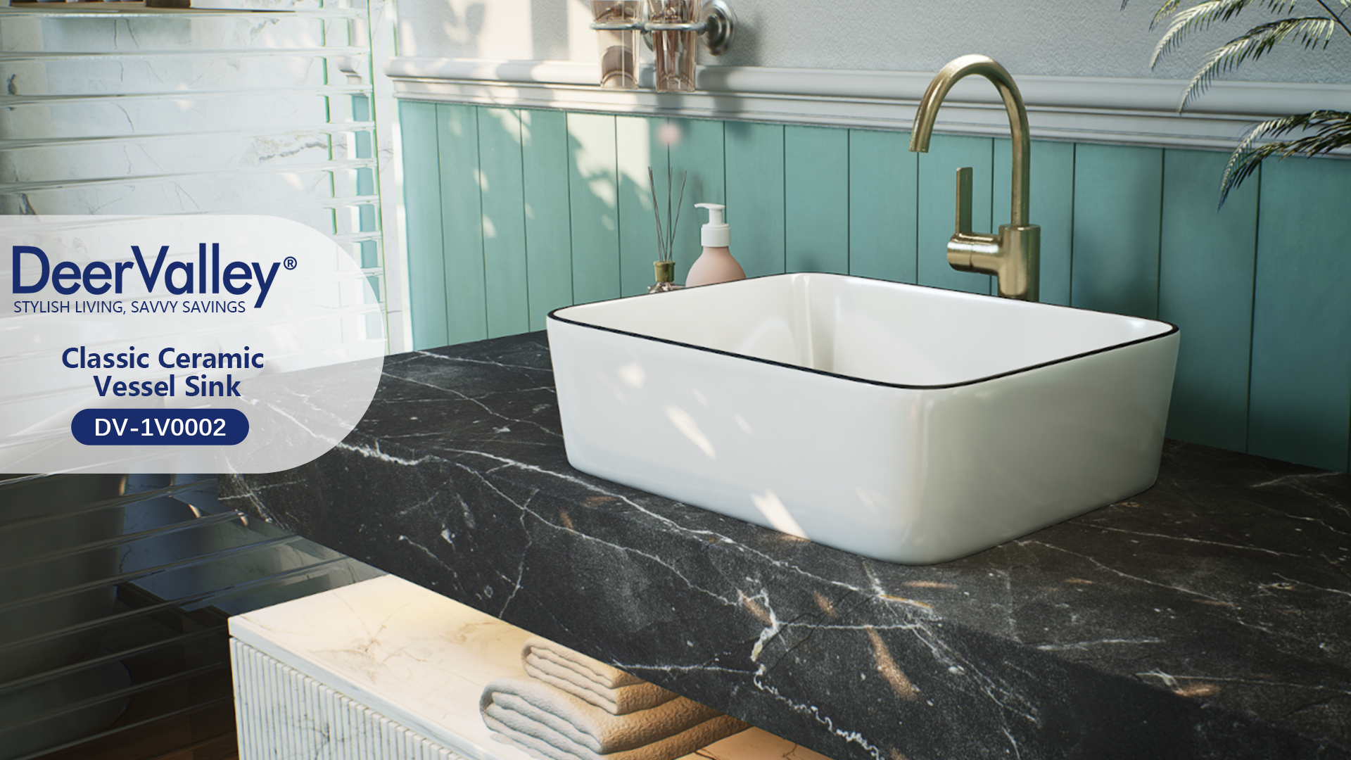 thumbnail video image 2 of DeerValley DV-1V0002 Bathroom Vessel Sink 19" Retangular Vanity Sink Ceramic in White, 2 of 18