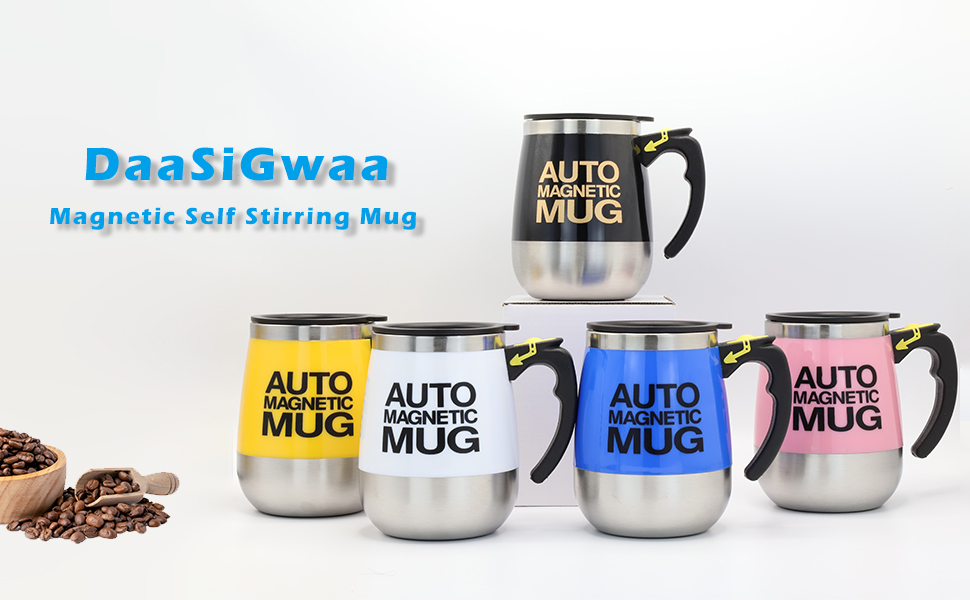 thumbnail video image 2 of DaaSiGwaa Rechargeable Self Stirring Mug - Magnetic Electric Auto Mixing Stainless Steel Cup for Office/Kitchen/Travel/Home Coffee/Tea/Hot Chocolate/Milk-400 ml/13.5 oz(Yellow), 2 of 9