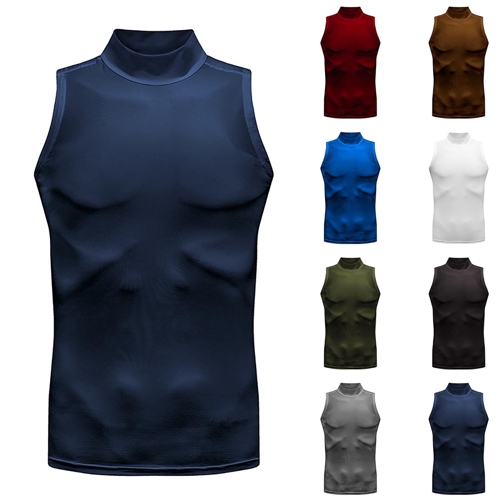 thumbnail video image 2 of Dovford Mens Mock Turtleneck Tank Tops Sports Fitness Quick-Drying Sleeveless Workout Shirt Slim-Fit Vest, 2 of 6