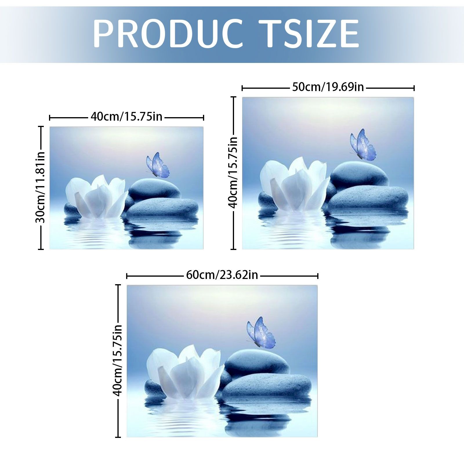 thumbnail video image 2 of Clearance Hangs under $5,Zen Stone Canvas Wall Art Water And Purple Butterfly On The Wall Art For Bathroom Living Room Bedroom Yoga Spa Picture Wall Decor Bedroom Wall Art, 2 of 9