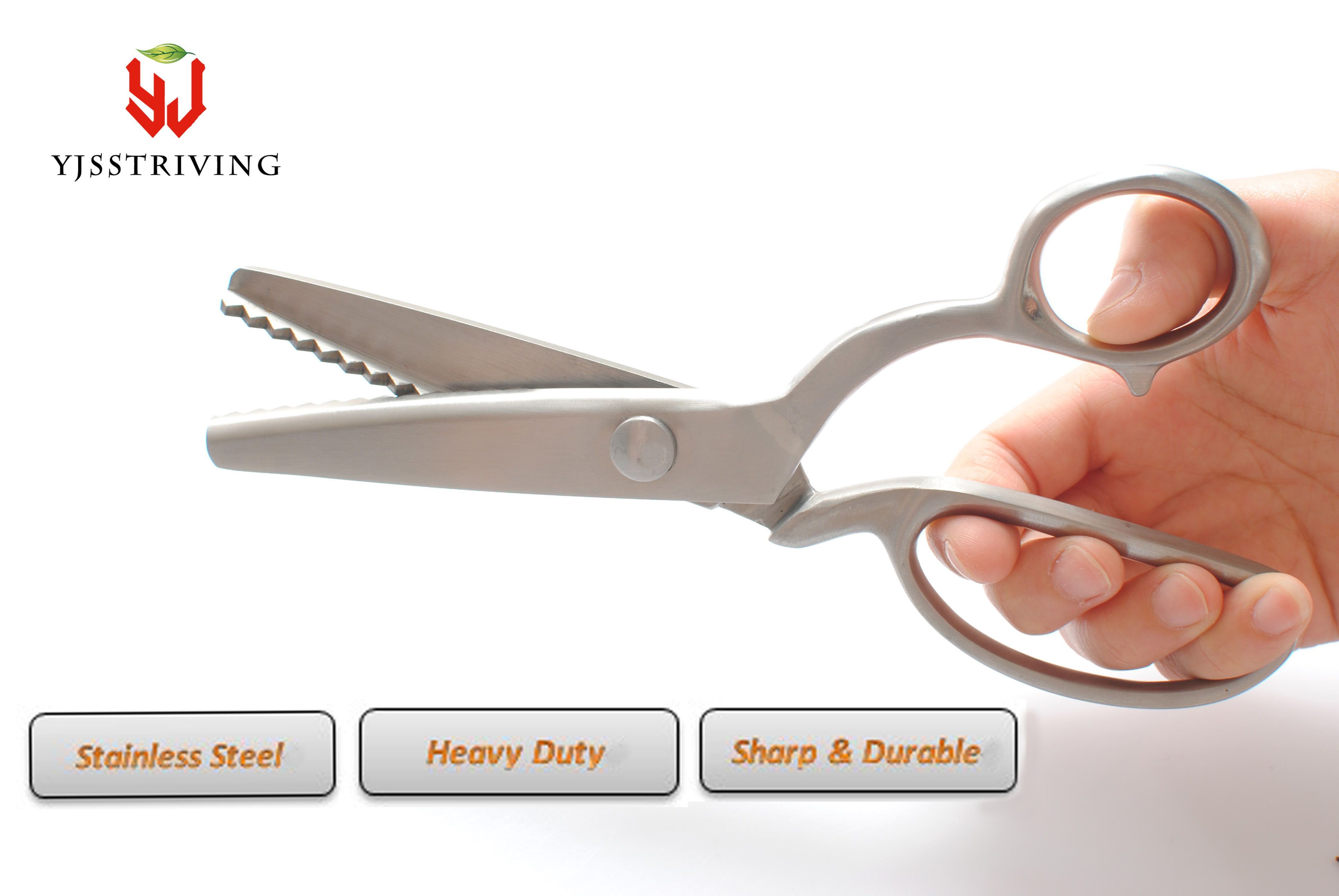 thumbnail video image 2 of YJSStriving Pinking Shears Scissors for Fabric Heavy Duty Serrated Pinking Shears  Zig Zag Cut Scissors 8 Inch, 2 of 7