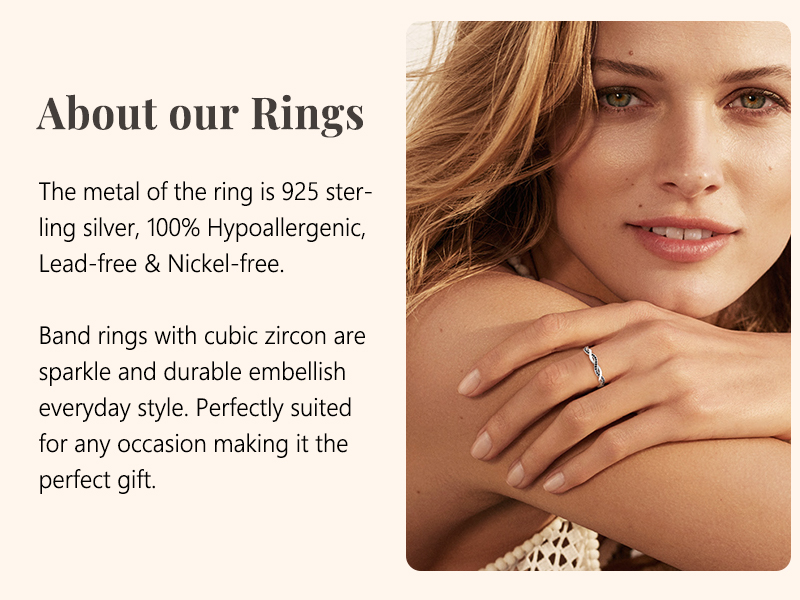 thumbnail video image 2 of Silvora Vintage Sterling Silver Rings for Women Stackable Twisted Rope Engagement Wedding Bands Jewelry Gifts, Size 11, 2 of 9