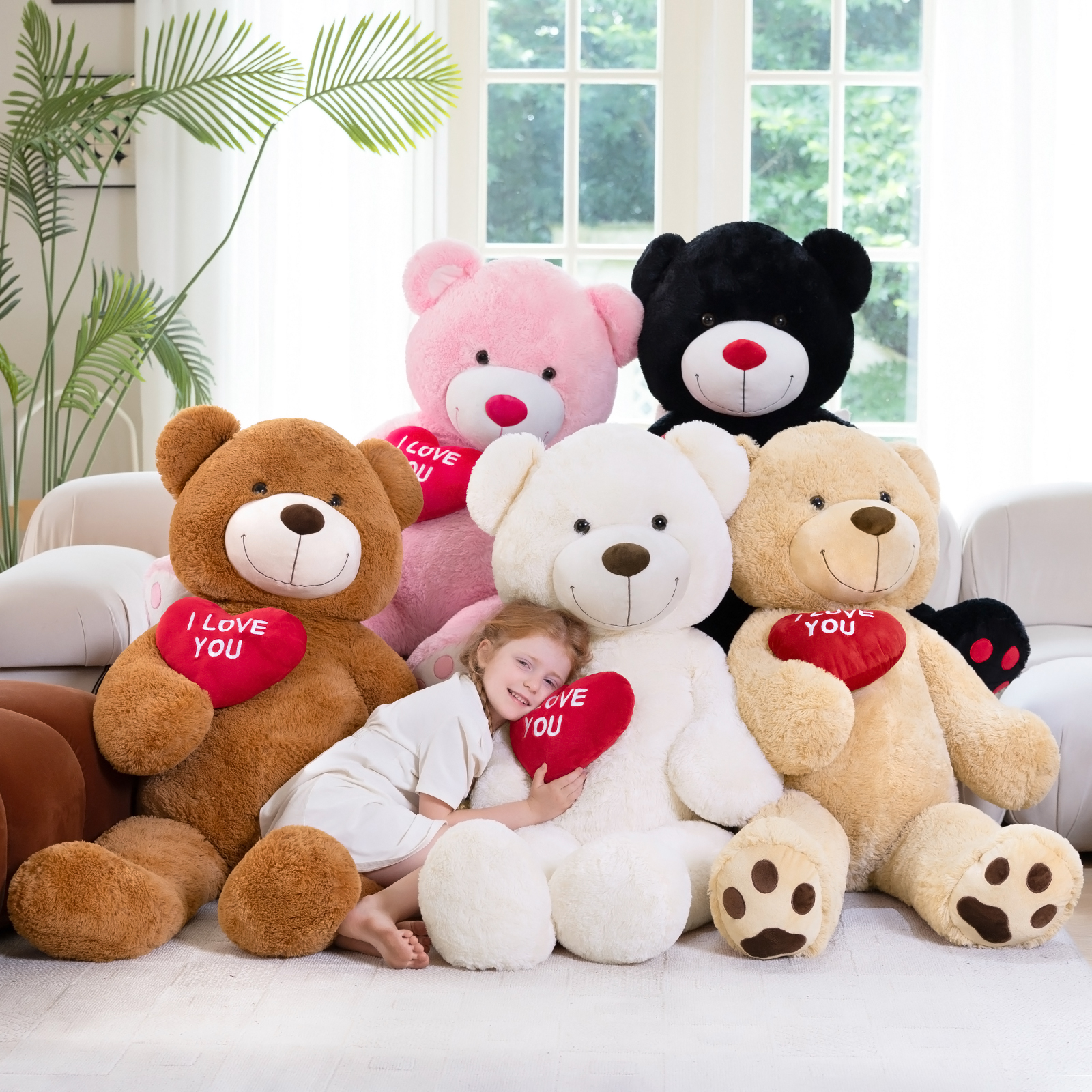 thumbnail video image 2 of MorisMos Pink Giant Teddy Bear 6ft Stuffed Animal "I Love You" Red Heart Jumbo Human Size Teddy Bear, 2 of 8