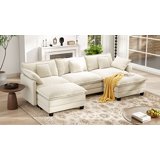 BedLuxury 146.5'' U shape Modular Sectional Sofa with Movable Ottomans, Modern Chenille Deep Seat Couches for Living Room, Apartment, Office, 4-Seat, Beige - Walmart.com