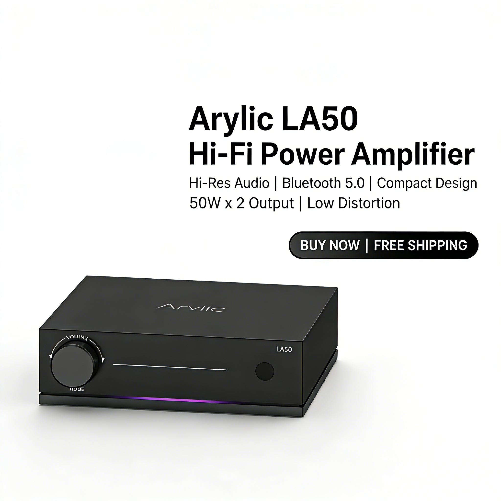 thumbnail video image 2 of Arylic LA50 Wireless Streaming Amplifier 50Wx2 Stereo Receiver with AirPlay 2 Google Cast Spotify TIDAL Connect HDMI ARC Bluetooth 5.0 for Home Theater Multiroom Passive Speakers, 2 of 12