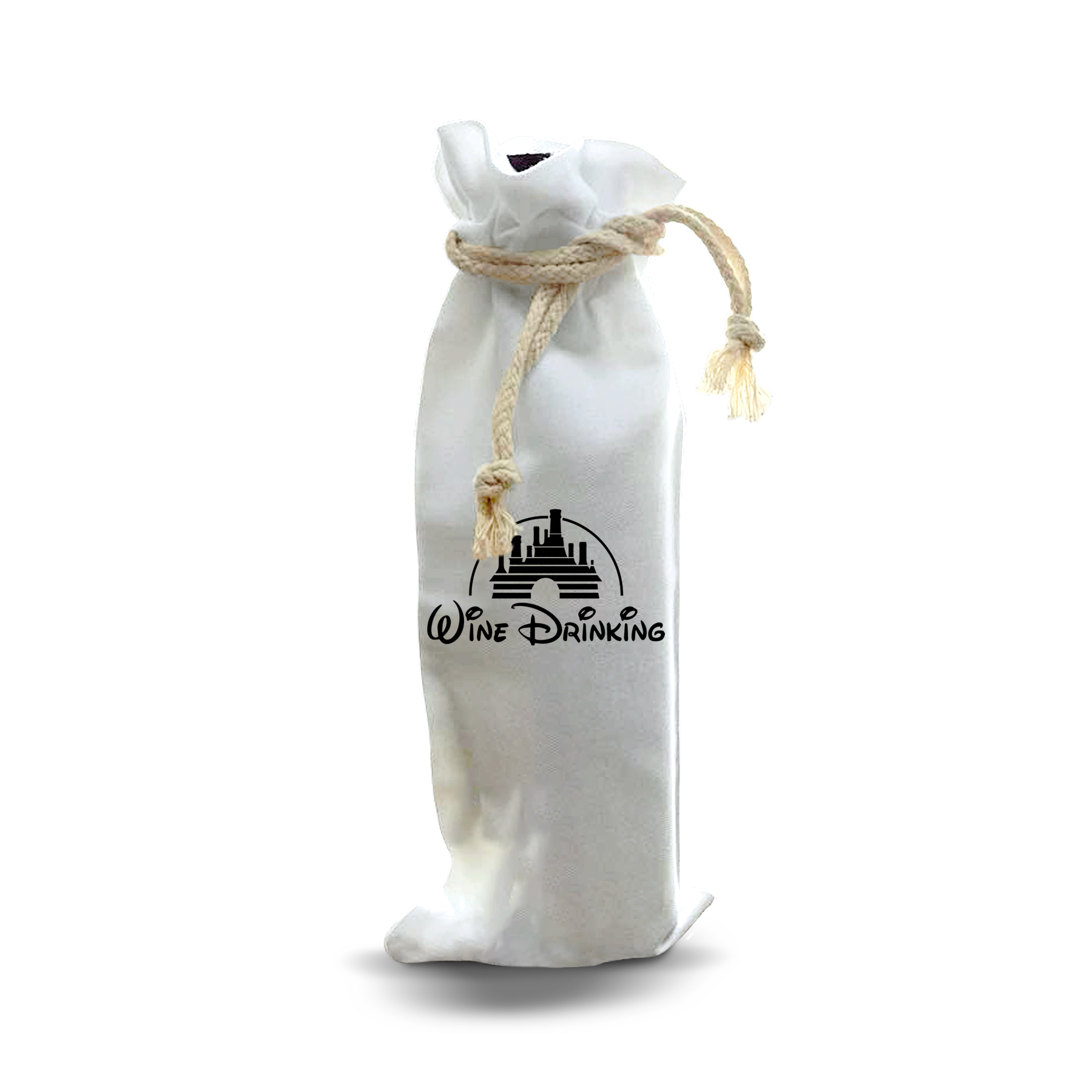 thumbnail video image 2 of Jolitee Wine Bottle Gift Bag – Wine Drinking Skyline Design, Fabric Gift Bag with Rope Tie Closure, 2 of 6