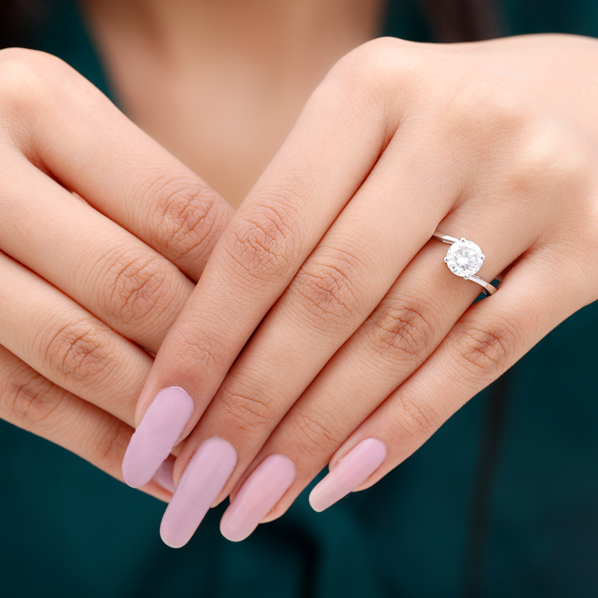thumbnail video image 2 of Rosec Jewels Heart Engagement Ring Half Carat - 5 MM Lab Diamond Ring - EF-VS Quality, 14K White Gold, US 11.00, 2 of 9