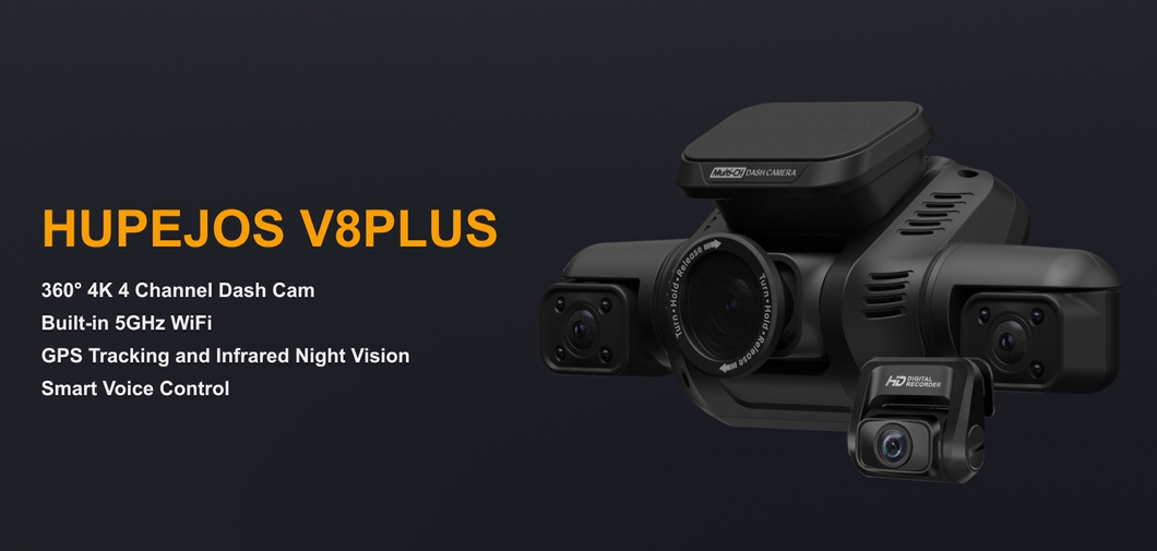 thumbnail video image 2 of 4K Dash Cam for Cars, 360° GPS Dashcam Front and Rear Inside, 4-Channel Car Camera 64GB SD Card Included, Voice Control, 5GHz WiFi, APP Supported, Night Vision, CPL Filter,24H Parking Mode, 2 of 11