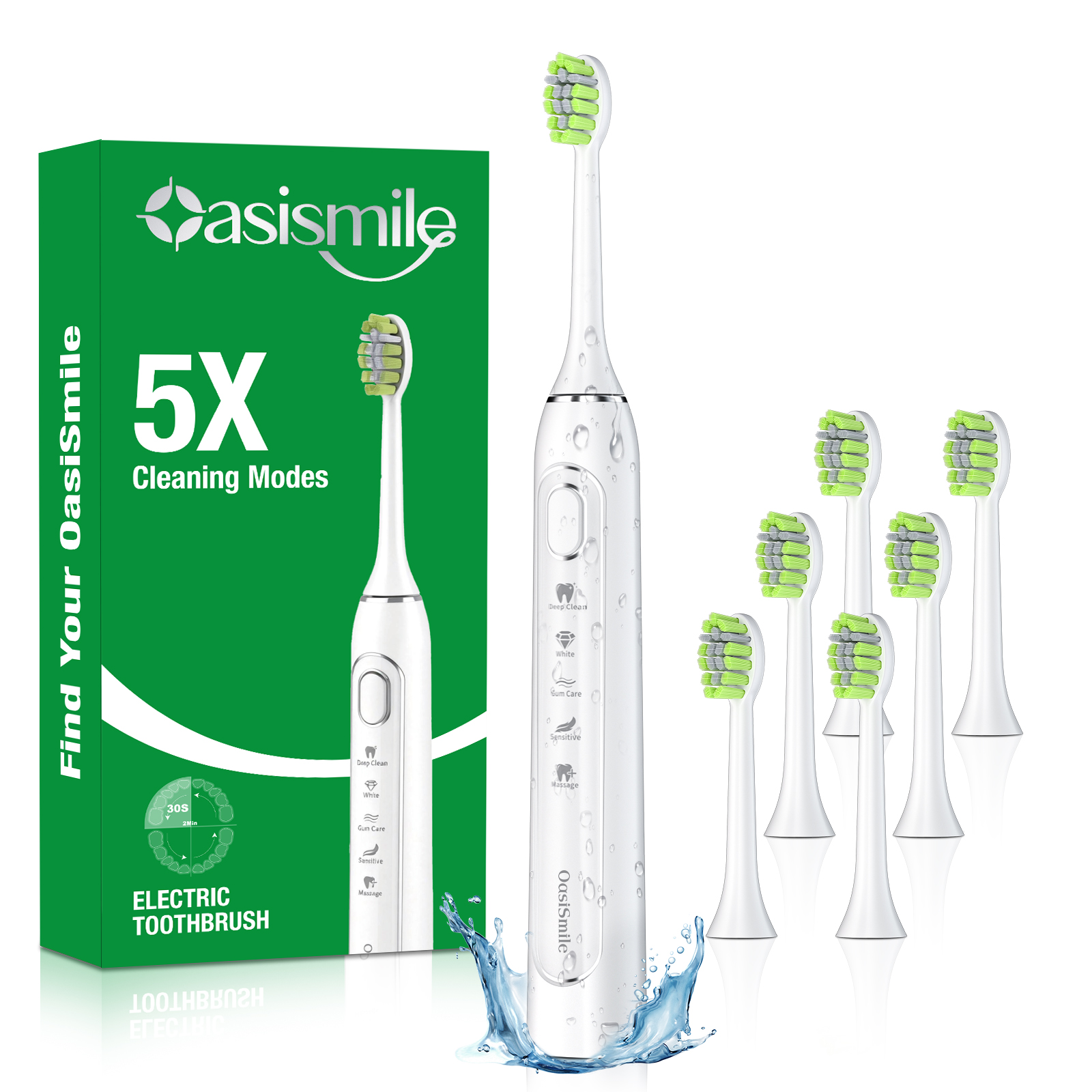 thumbnail video image 2 of OasiSmile Sonic Electric Toothbrush for Adults and Teens, Travel Rechargeable 42000 VPM Power Tooth Brush with 5 Modes, 90 Days Battery Life, 6 Brush Heads, White, 2 of 9