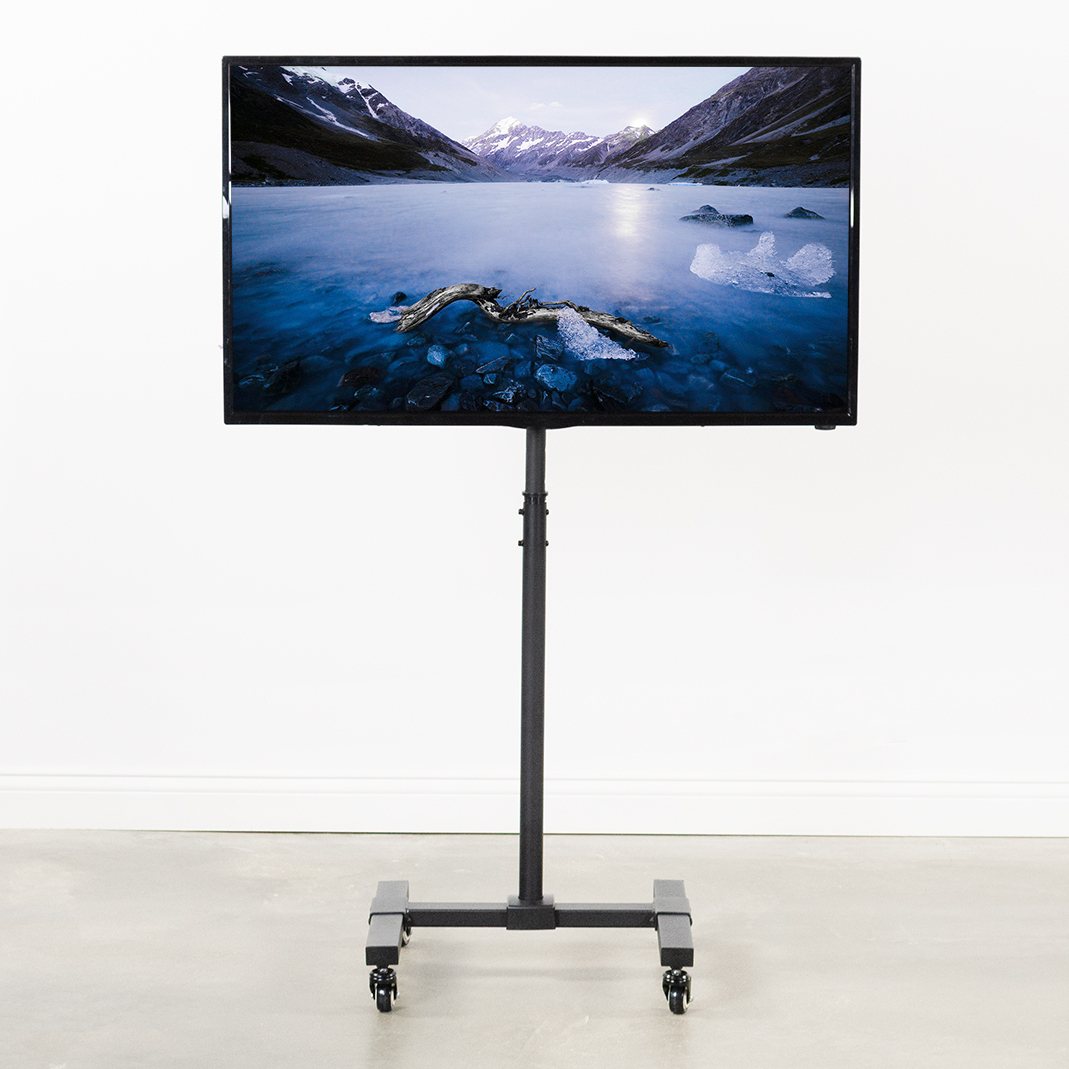 thumbnail video image 2 of VIVO Mobile 13" to 50" TV Floor Stand, Height Adjustable Mount w/ Wheels, 2 of 9
