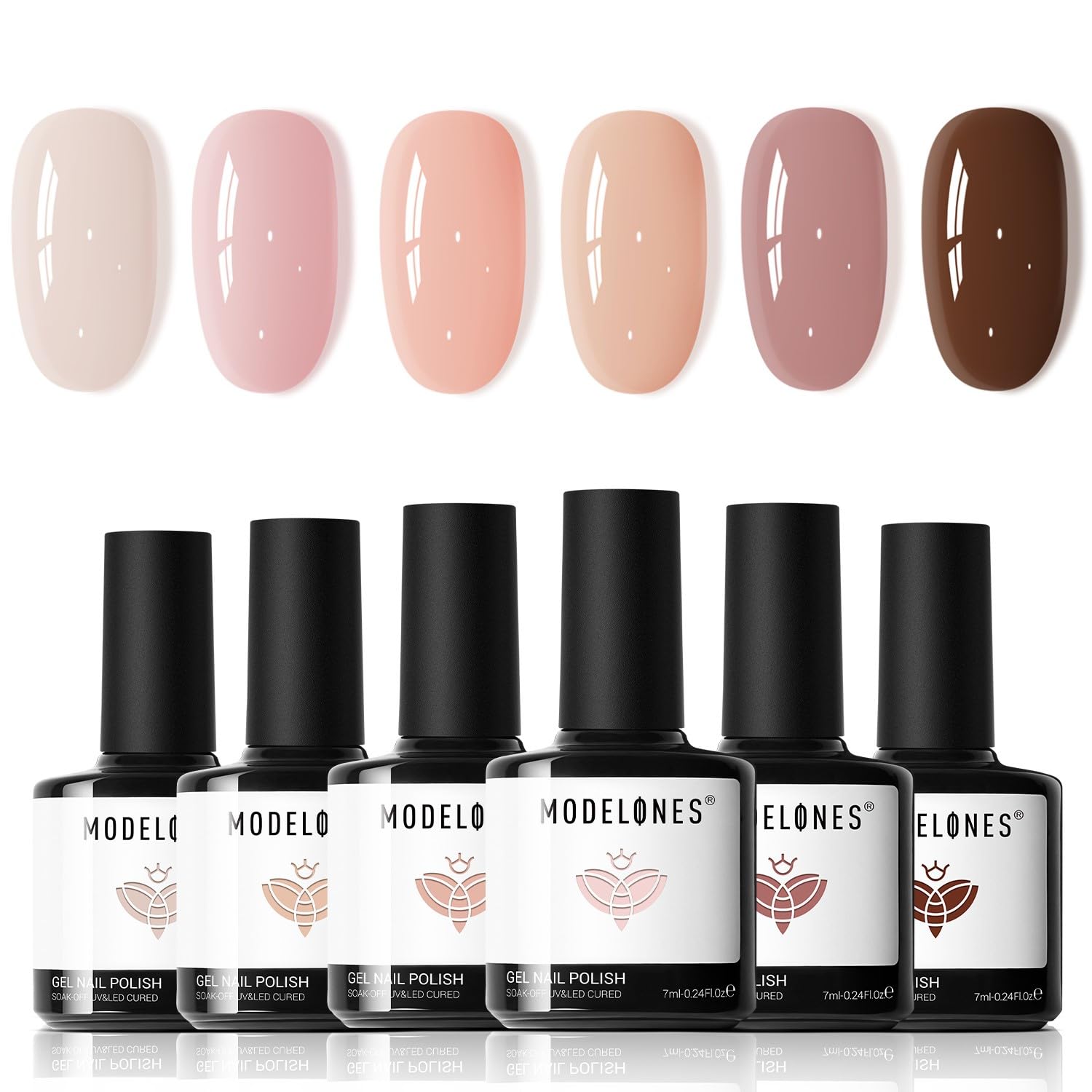 thumbnail video image 2 of modelones Gel Nail Polish Kit -6 Colors Fall Nude Pink Gel Polish Set Skin Tones Neutral Brown Soak Off Gel Nail Kit Need Nail Lamp Manicure DIY Nail Art Salon Home Gift, 2 of 9