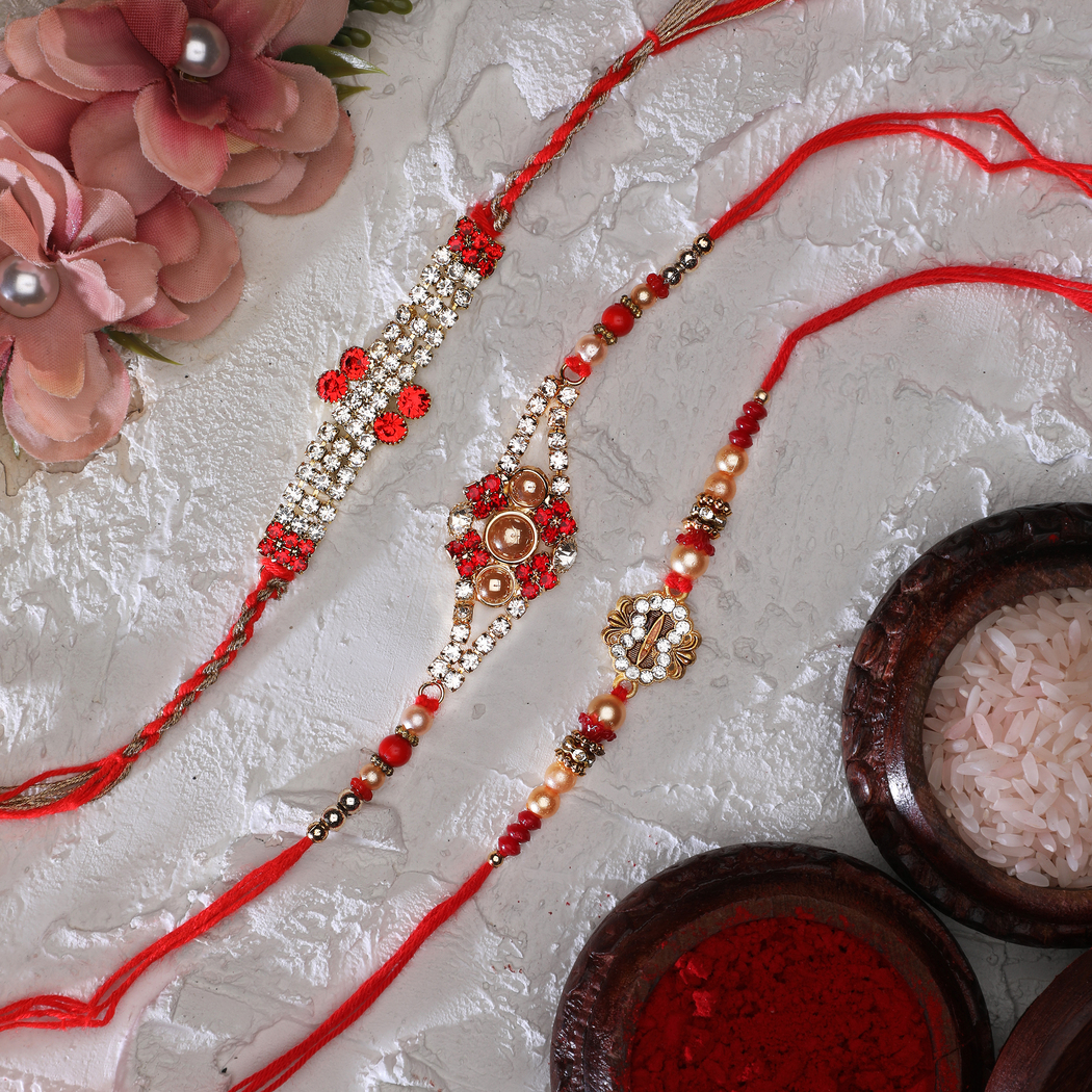 thumbnail video image 2 of Set of 3 Rakhi for Brother Rakhi Thread for Bhai Bhabhi Bhaiya Bhabhi and Bhatiji veera Raksha Bandhan Rakhi gift Pack Set Dora Bracelet Kalwa for Brother Sister Indian Traditional Festival Rakhi, 2 of 6