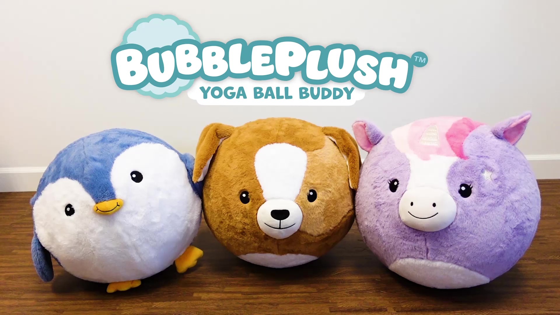 thumbnail video image 3 of hand2mind BubblePlush Yoga Ball Buddy, Puppy, 3 of 9