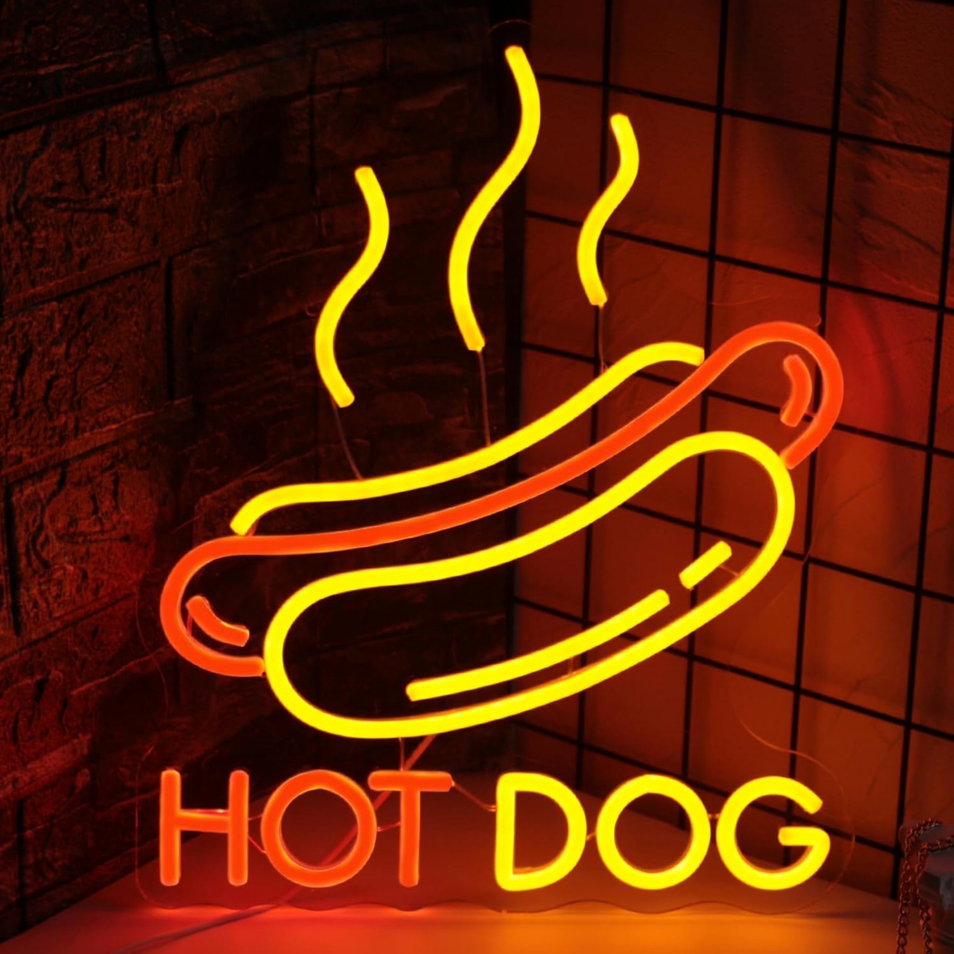 thumbnail video image 2 of UPONRAY Hot Dog Neon Signs, 15.7"*12.9" Dimmable & USB-Powered LED Neon Light, Stylish Wall Decor for Fast Food Restaurant, Snack Cart, Shop, Bar, Kitchen, 2 of 11