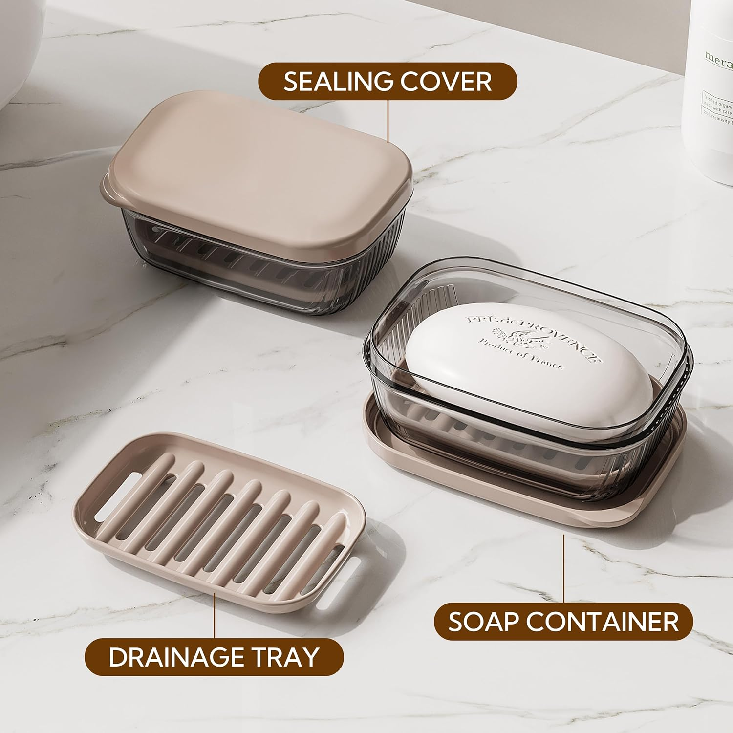 thumbnail video image 2 of Aiteng 2 Pack Portable Bar Soap Holder, Leakproof Soap Dish with Lid for Traveling Bathroom Shower School Campin, 2 of 9