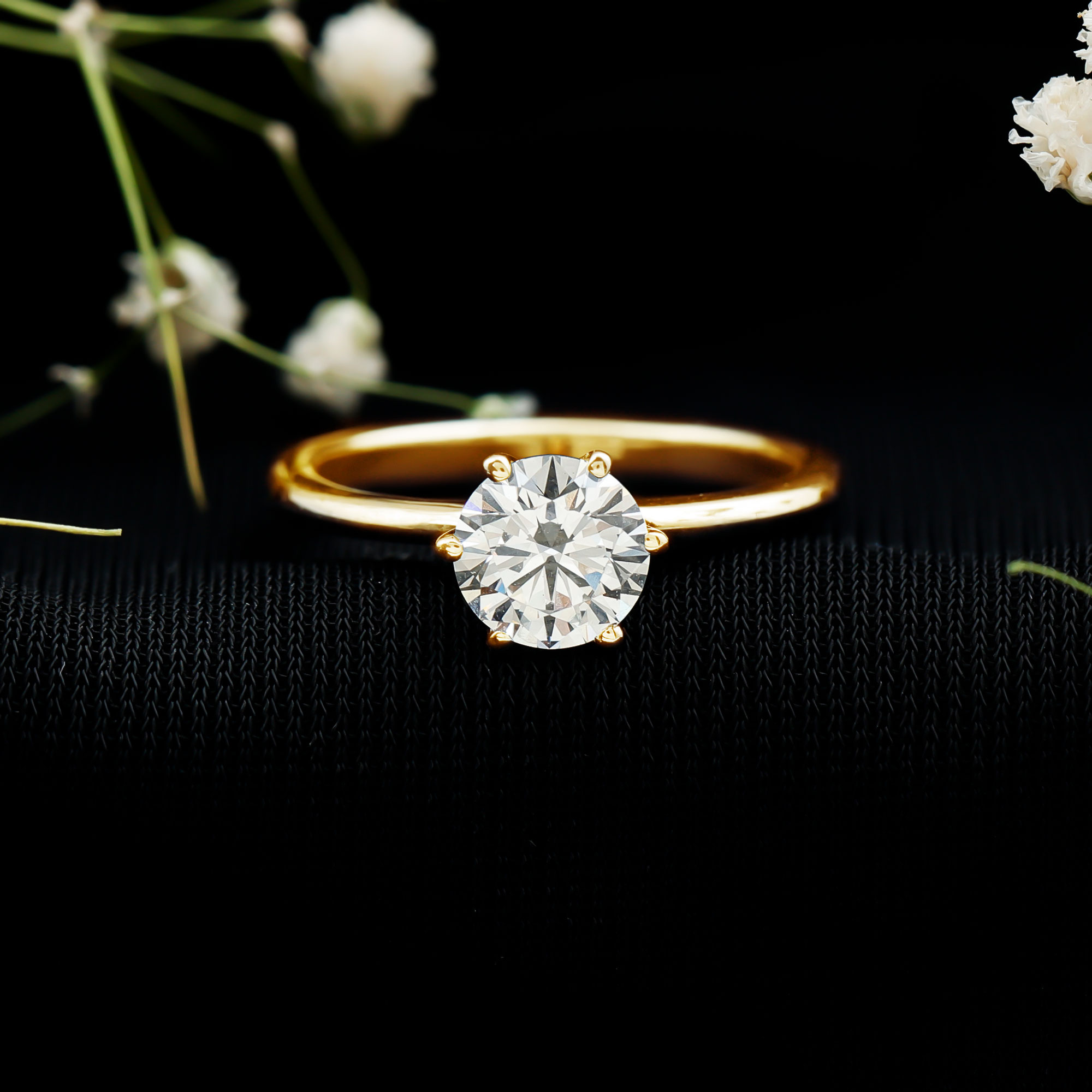 thumbnail video image 2 of Rosec Jewels IGI Certified Lab Grown Diamond Solitaire Engagement Ring - 0.9 Carat - E-VS1 Quality Diamond Ring with Jewelry Box, 10K Yellow Gold, US 7.00, 2 of 9