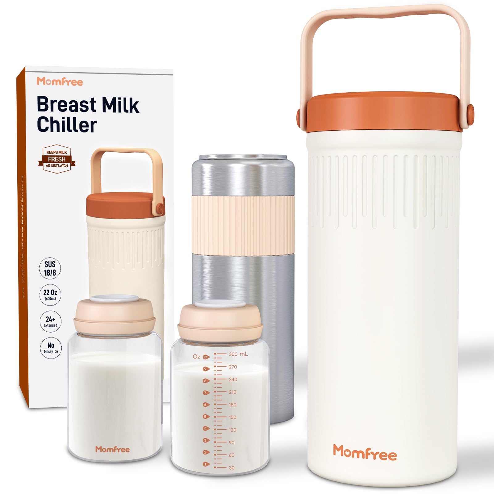thumbnail video image 2 of Momfree 22oz Portable Breast Milk Cooler for Breastmilk Storage, Liquid Gold Saver 360° Cooling Keeps Milk Fresh for 24 Hours, Larger Capacity Breastmilk Chiller with 2pcs Bottles for Outdoor, 2 of 10