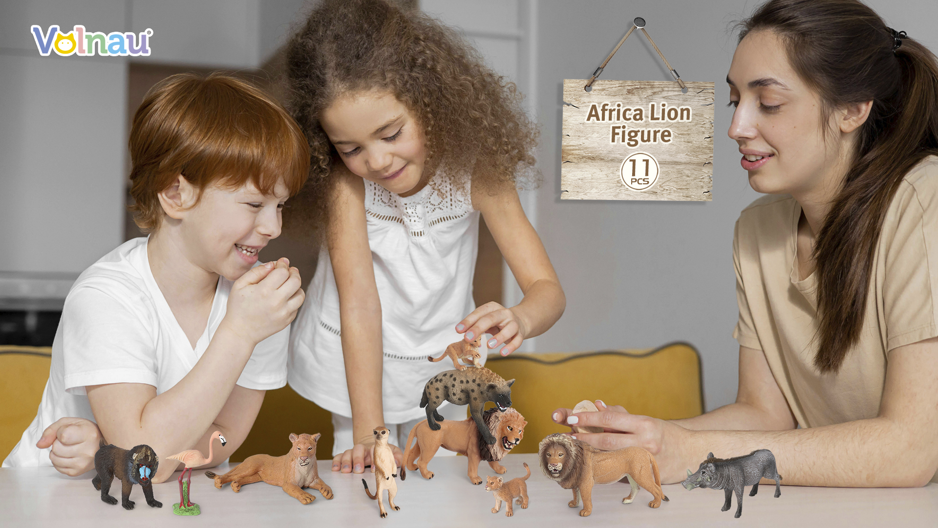 thumbnail video image 2 of Volnau Animal Toys Figurines Africa Figures Zoo Pack Christmas Birthday Gift Lion Jungle Forest King, 2 of 11
