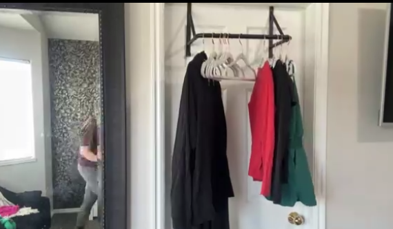 thumbnail video image 2 of Over The Door Clothes Hanger Rod, Metal Over The Door Hanger for Coat, Clothes Drying Rack for Door for Laundry, Bedroom, Washroom, Fits Door Up to 1.97", Black, 2 of 8