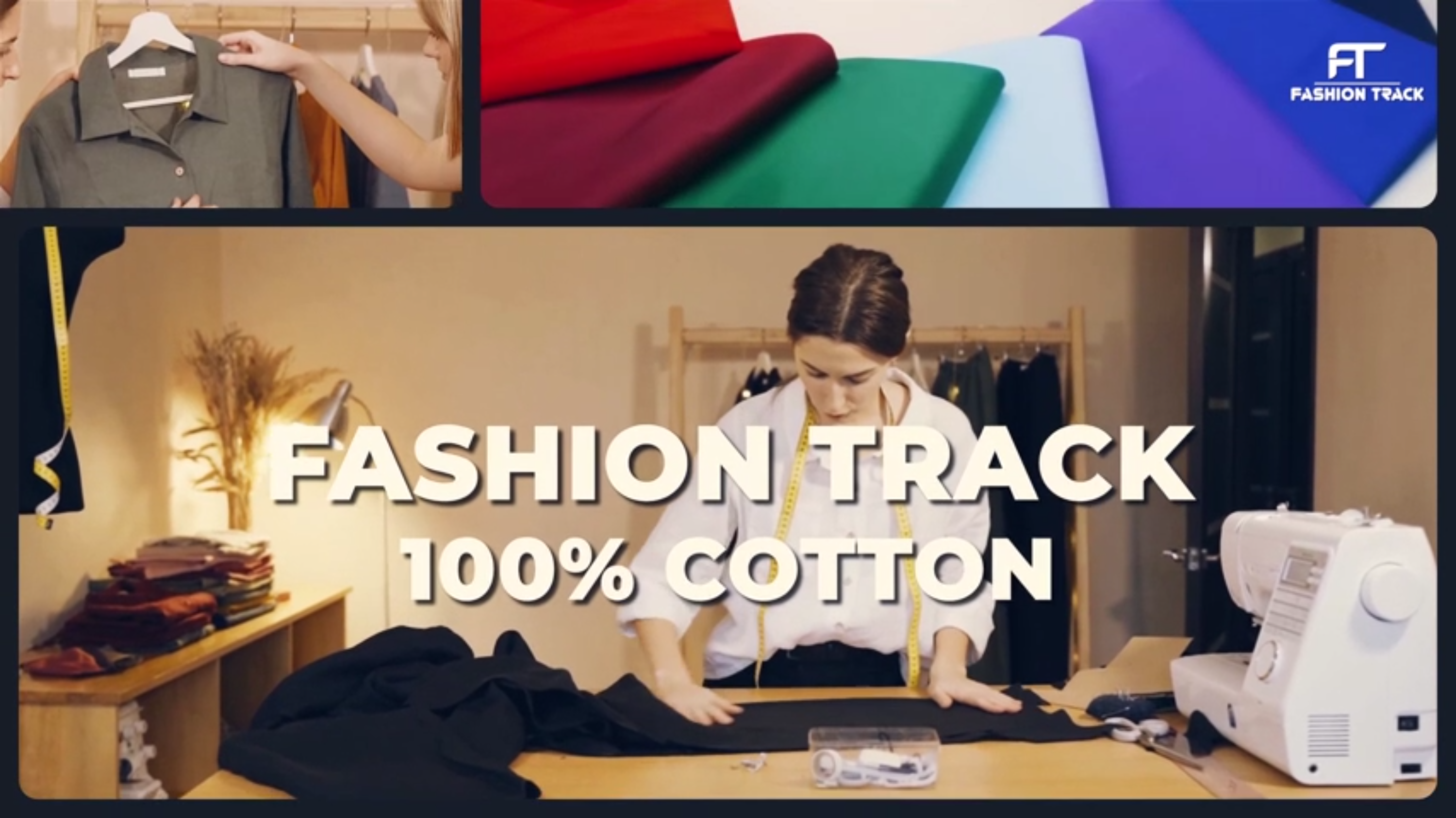 thumbnail video image 2 of FT Fashion Track 58-Inch Cotton Fabric, 5 Yard, Black, 2 of 5