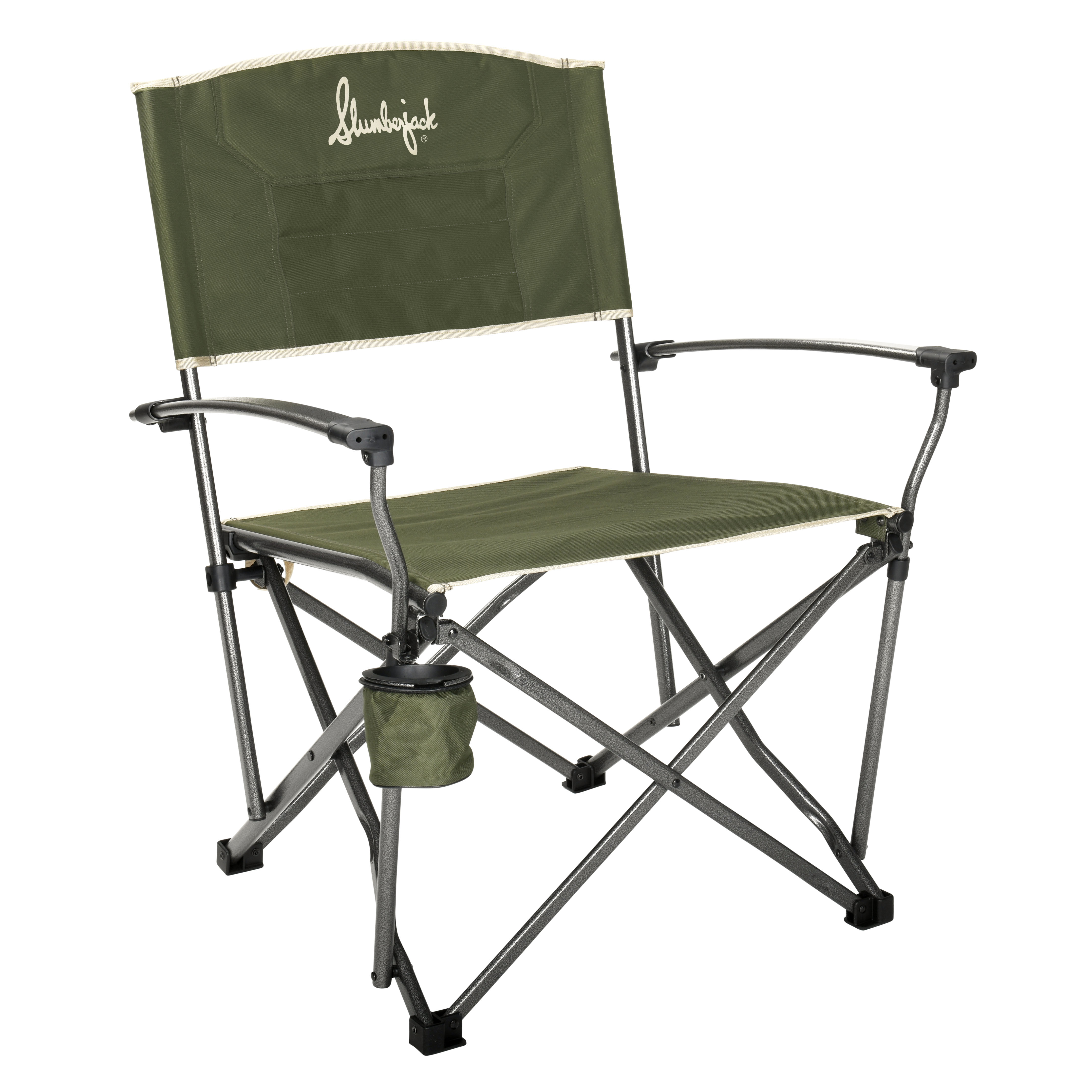 thumbnail video image 2 of Slumberjack Lone Mesa Quad Folding Director's Chair, with Beverage Holder, 2 of 13