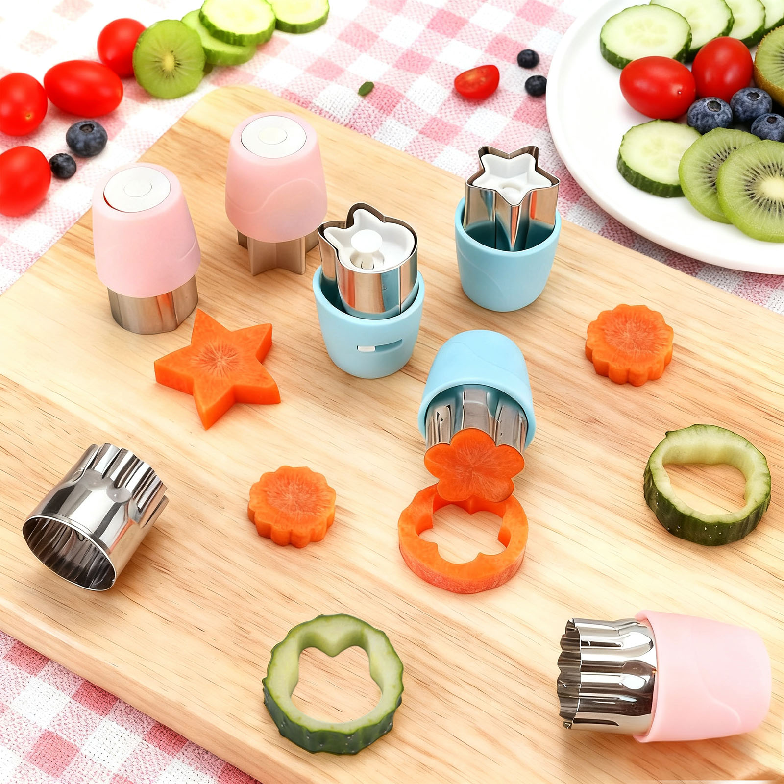thumbnail video image 2 of CHICHAUS 20Pcs Cookie Cutter Set - Multi-Shape Food Molds for Kids Lunch, Kitchen Baking Accessories, Food-Grade Stainless Steel (Pink), 2 of 9