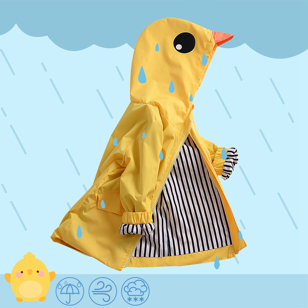 thumbnail video image 2 of Toddler Baby Boy Girl Duck Rain Jacket Cute Cartoon Yellow Raincoat Hoodie Kids Zipper Coat Fall Winter Outwear School Outfits, 2 of 14