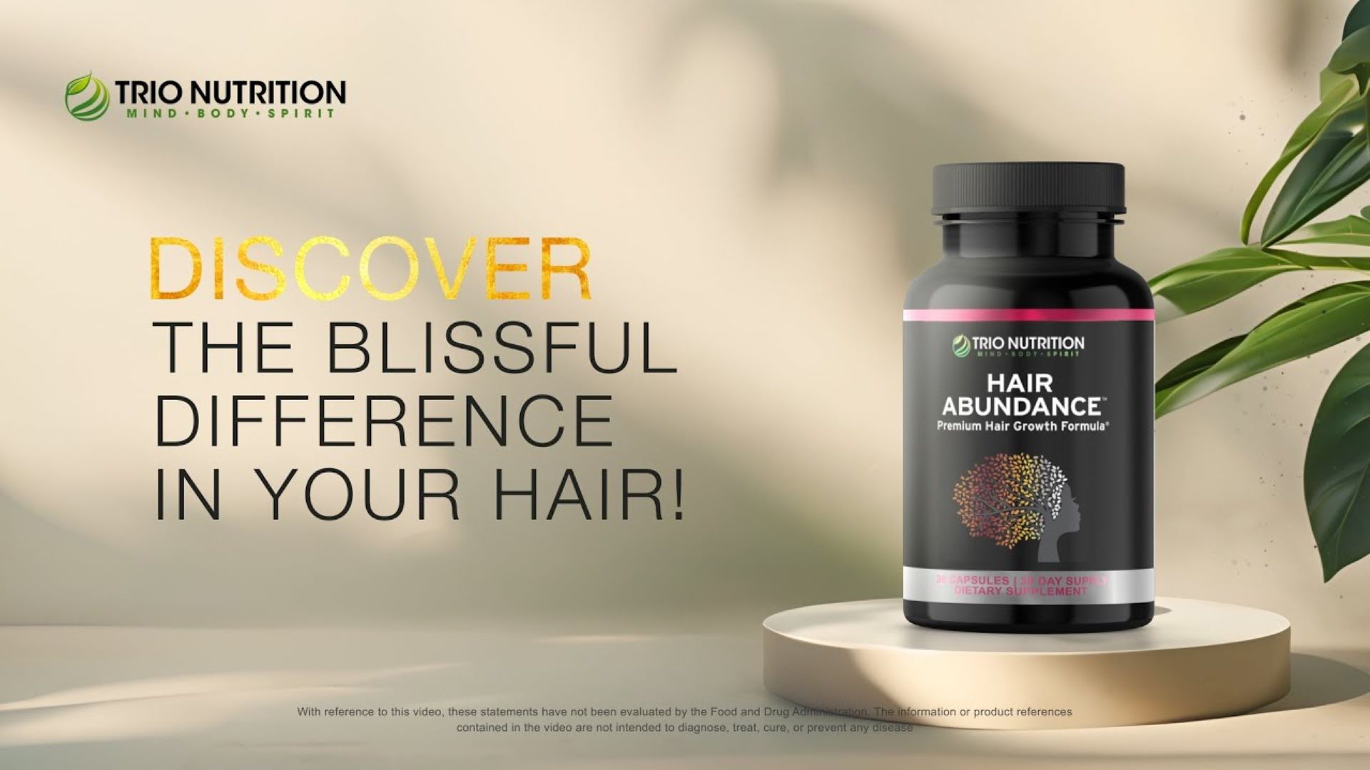 thumbnail video image 2 of TRIO NUTRITION Biotin Hair Abundance | Hair Growth Vitamins for Hair, Skin & Nails | Biotin 10000mcg | Boosted with Collagen for Women & Men |Powerful Zinc & Selenium | Hair supplement*, 2 of 7