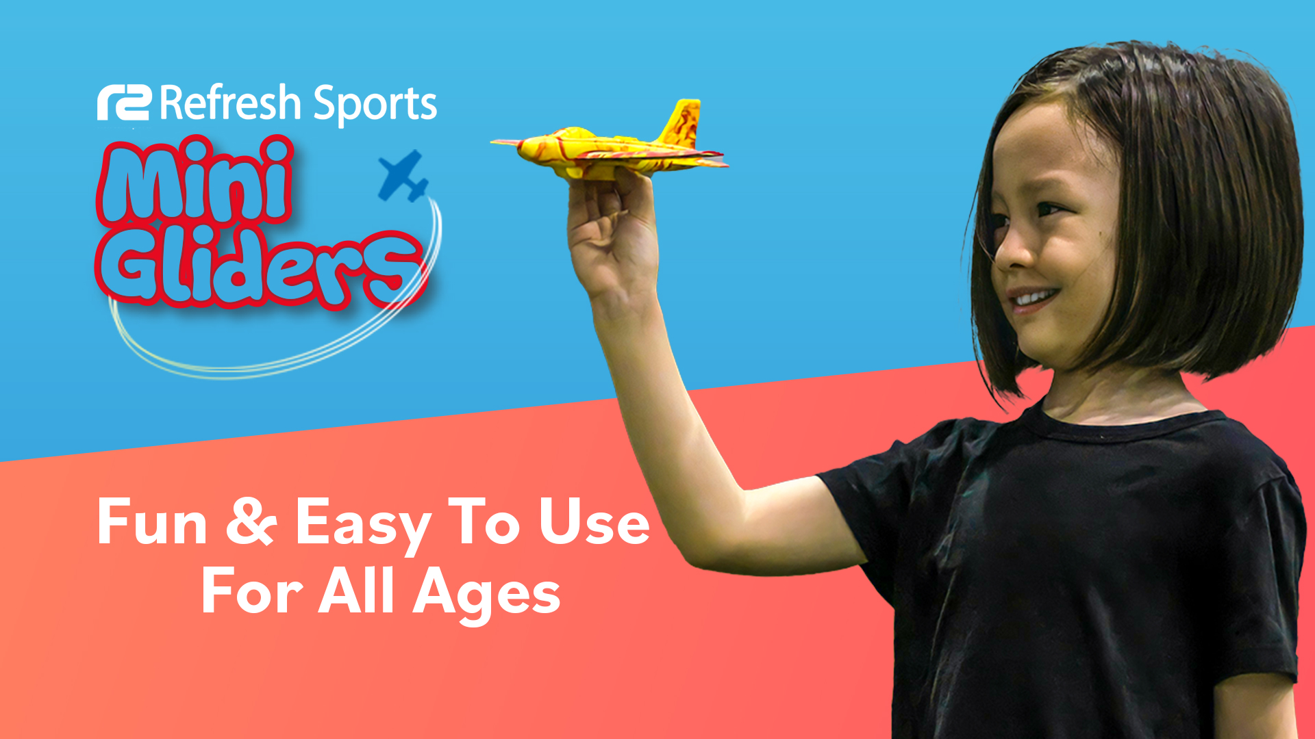 thumbnail video image 2 of Mini Glider™ Foam Airplane - Gray - Refresh Sports, 2 of 7