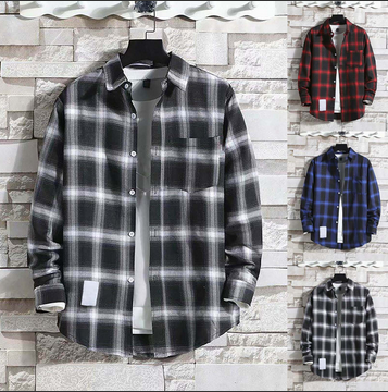 thumbnail video image 2 of Baqcunre long sleeve shirts for men Men's Button Down Regular Fit Long Sleeve Plaid Flannel Casual Shirts Blue,4XL, 2 of 4